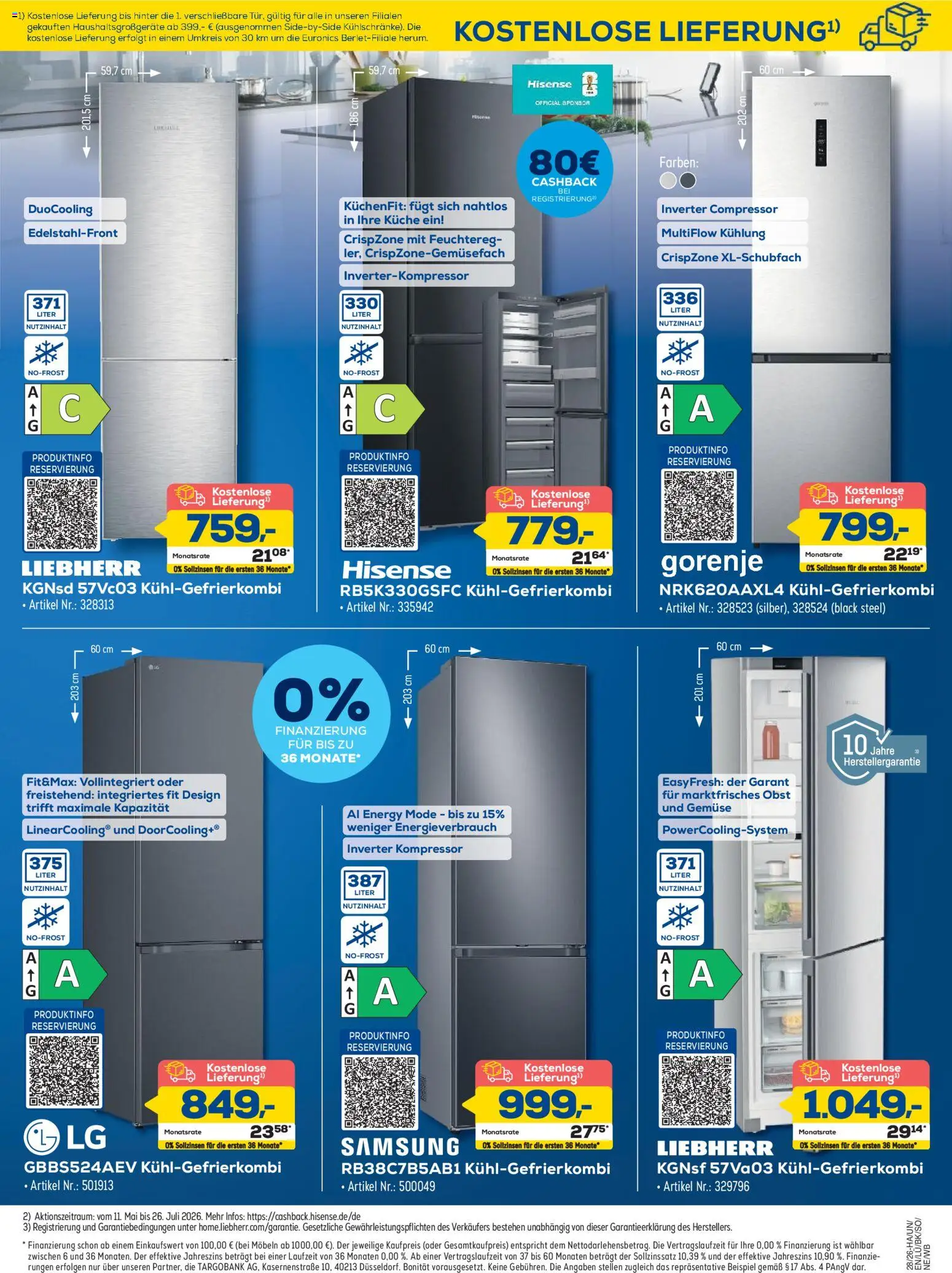 Euronics Prospekt Berlet – gültig ab 25.06.2026 | Seite: 7 | Produkte: Hisense, Gorenje, Küche, Gemüse