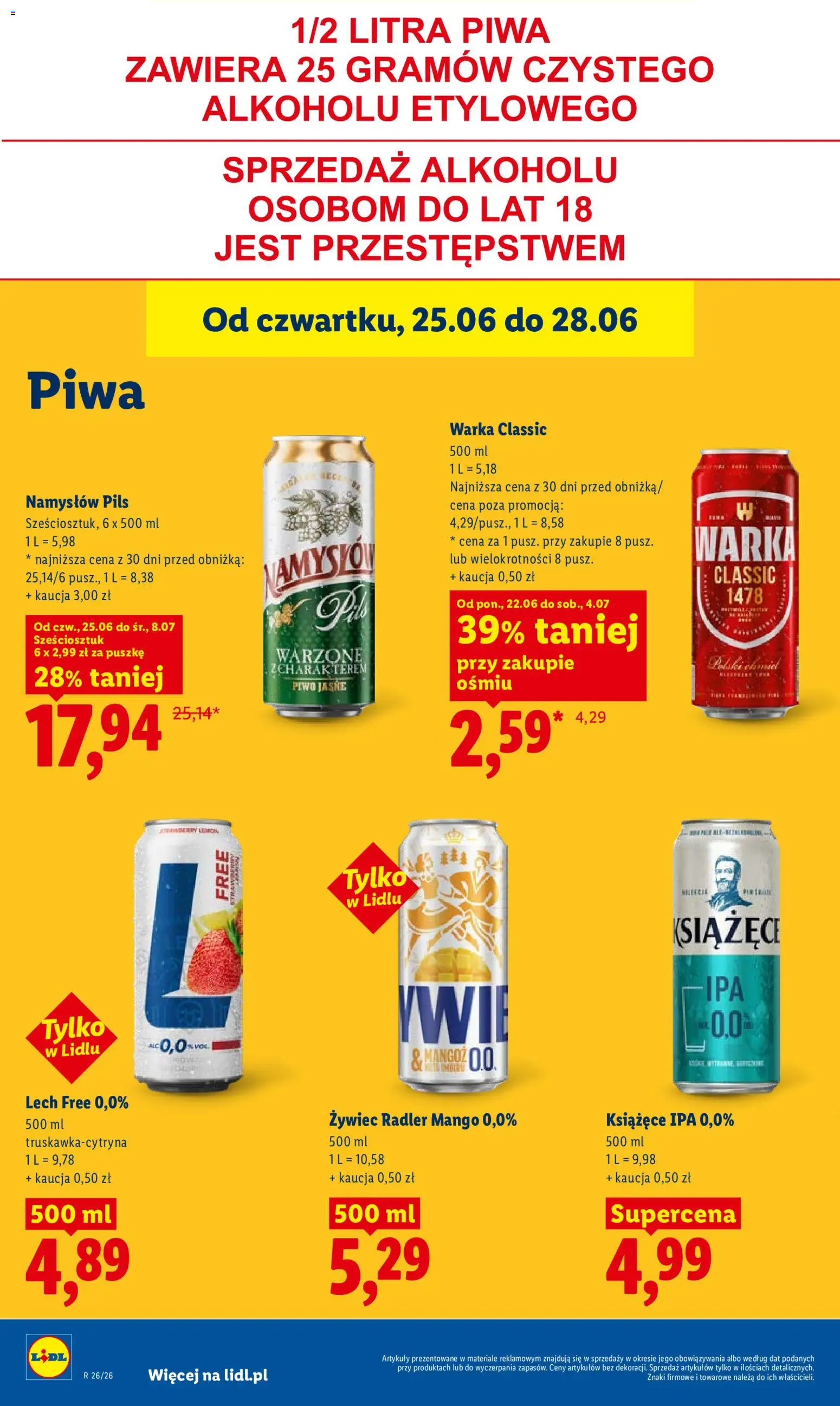 Lidl gazetka od 25.06.2026 | Strona: 72 | Produkty: Mango, Warka, Piwo