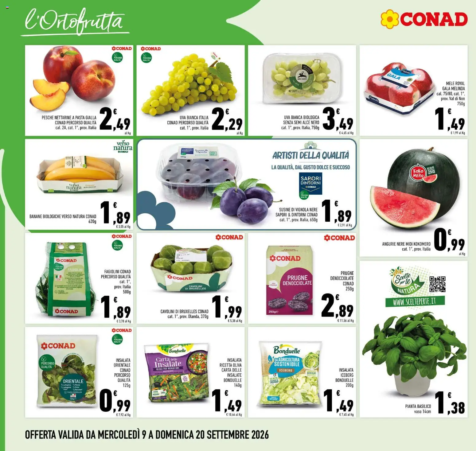 Volantino Conad del 09/09/2026 | Pagina: 4 | Prodotti: Mele, Prugne, Susine, Vaso