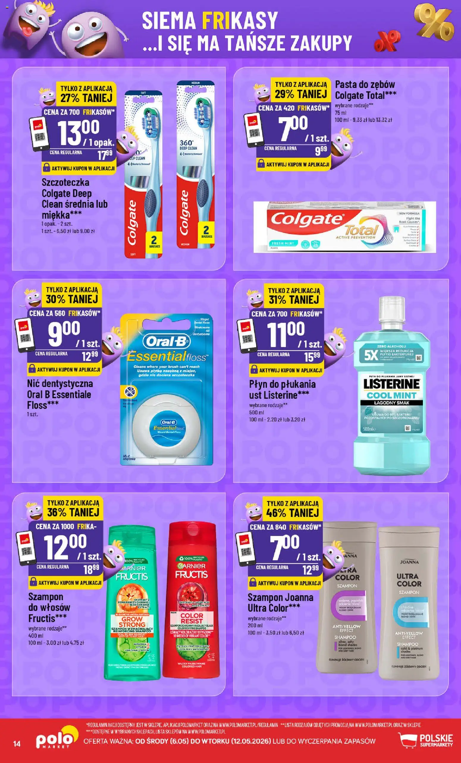 POLOmarket gazetka - Frikasowe Hity od 06.05.2026 | Strona: 14 | Produkty: Szampon, Pasta do zębów, Płyn do płukania jamy ustnej