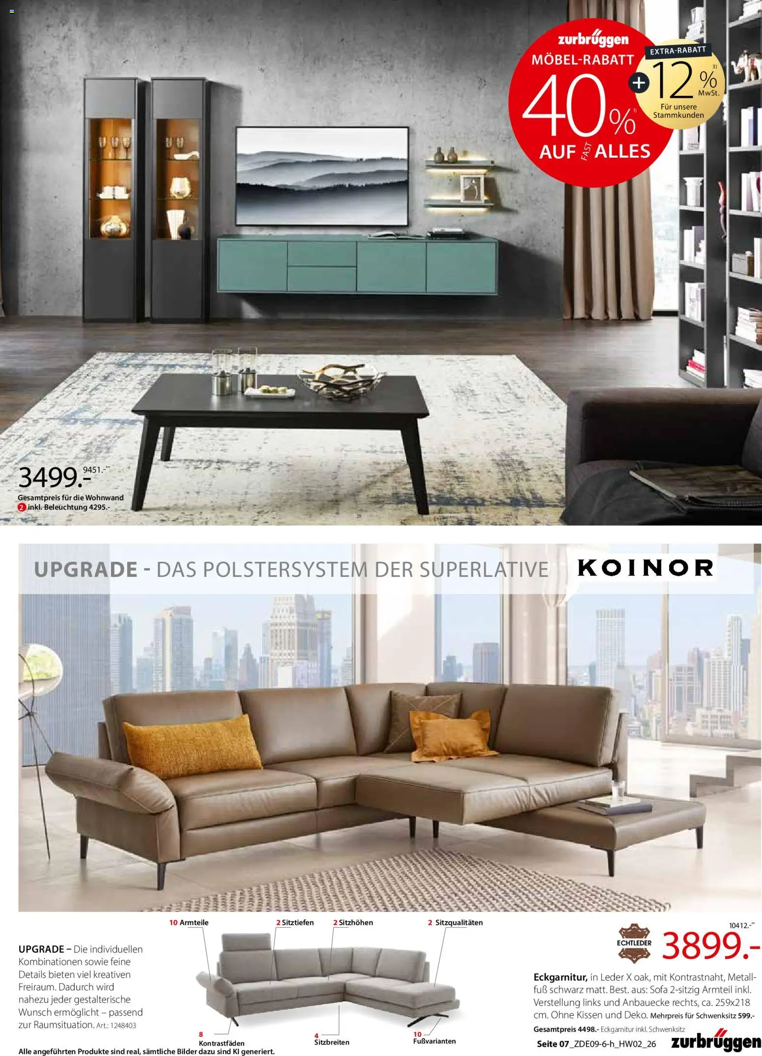 Zurbrüggen Prospekt – gültig ab 30.09.2026 | Seite: 11 | Produkte: Wohnwand, Kissen, Sofa