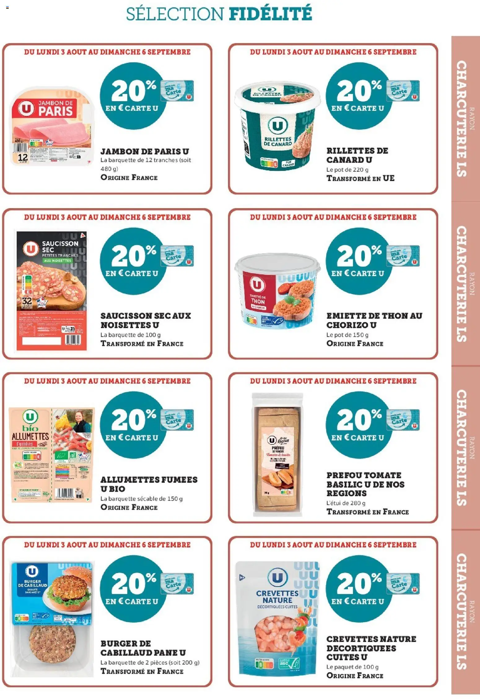 {H1} | Page: 3 | Produits: Saucisson sec, Noisettes, Thon, Jambon
