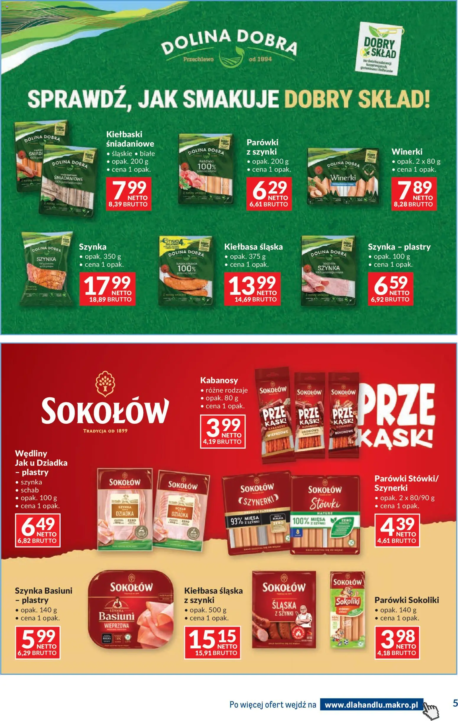 Makro gazetka - Dystrybucja do sklepów od 04.08.2026 | Strona: 5 | Produkty: Schab, Kabanosy, Parówki, Szynka