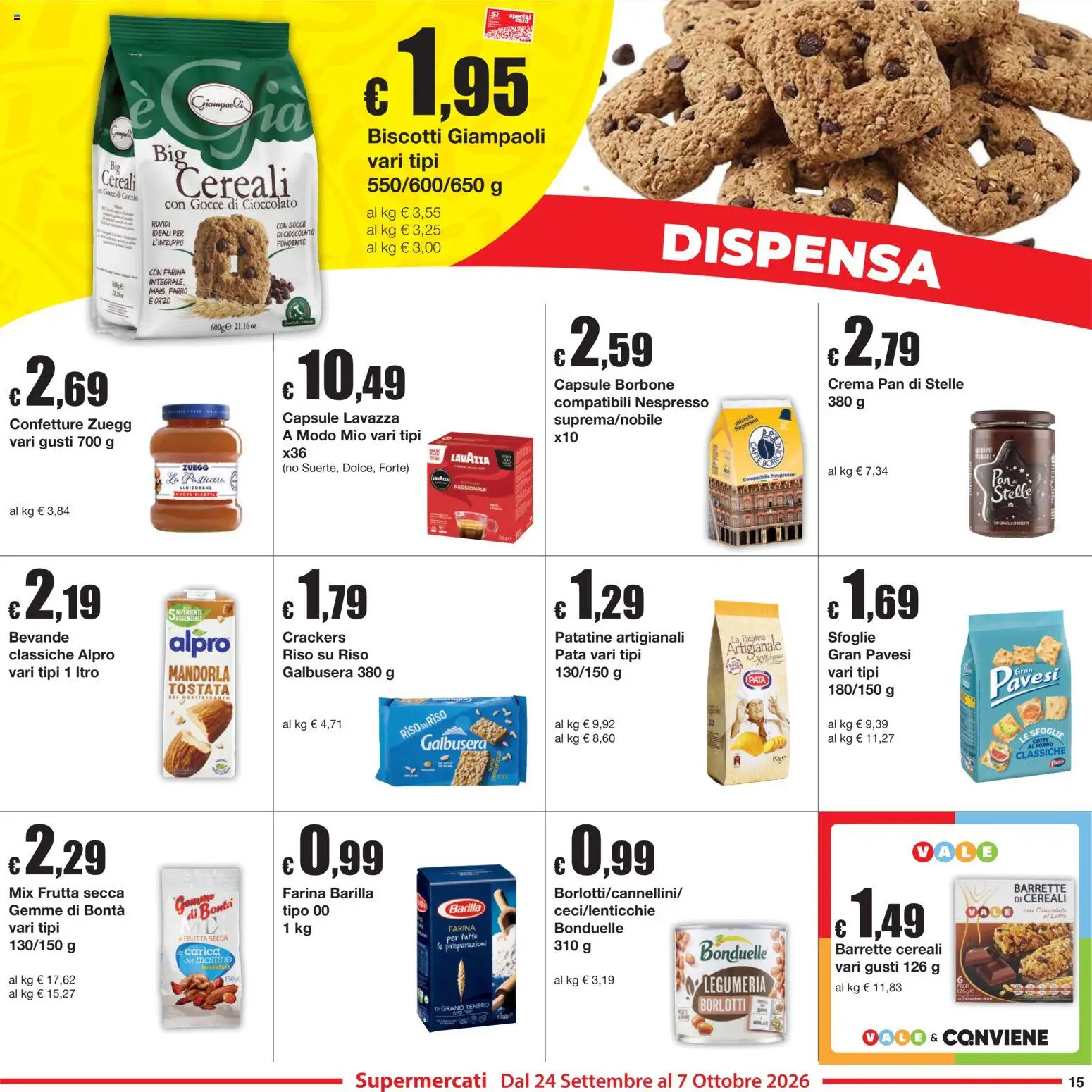 Volantino Sì con Te del 24/09/2026 | Pagina: 15 | Prodotti: Crema, Farina, Crackers, Forno
