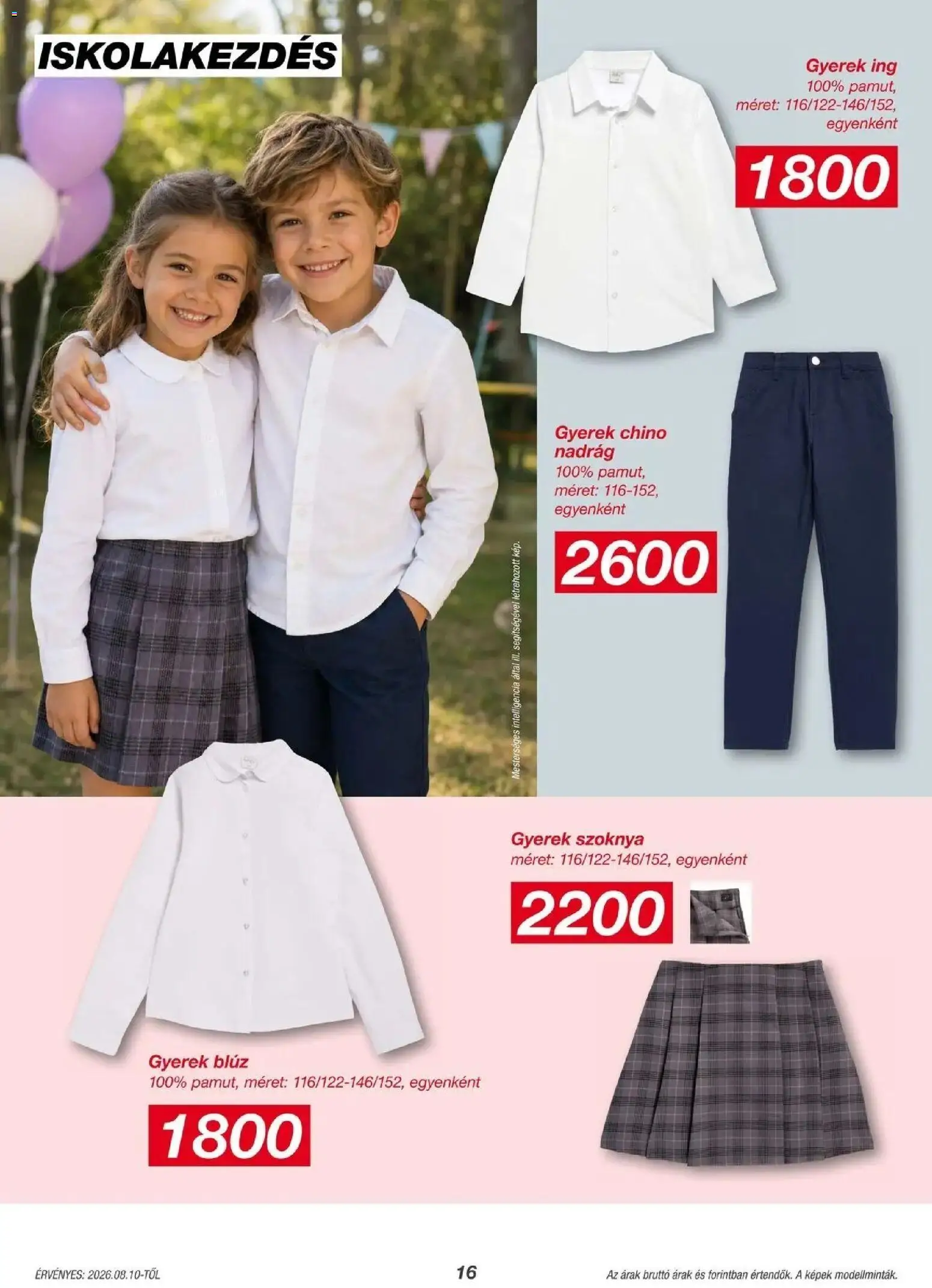 Kik aktuális akciós újság - 2026.08.10. -tól/töl > akció, lapozható szórólap 🛍️ | Oldal: 16 | Termékek: Szoknya, Ing, Blúz, Nadrág