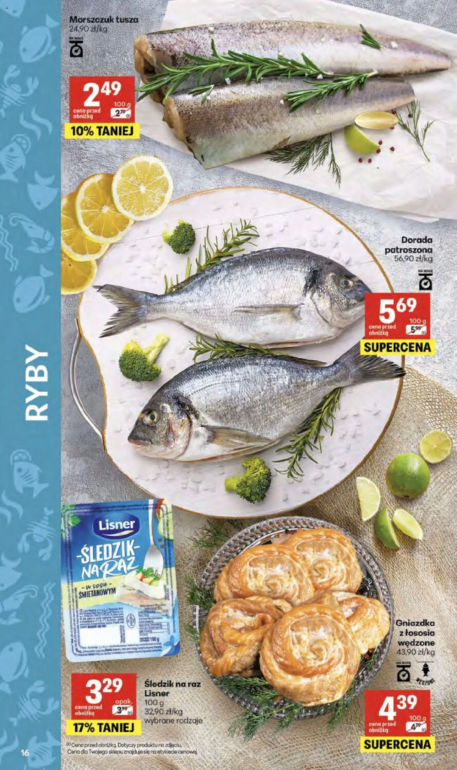 Delikatesy Centrum gazetka - Sklepy Własne od 14.05.2026 | Strona: 16 | Produkty: Morszczuk, Dorada, Ryby
