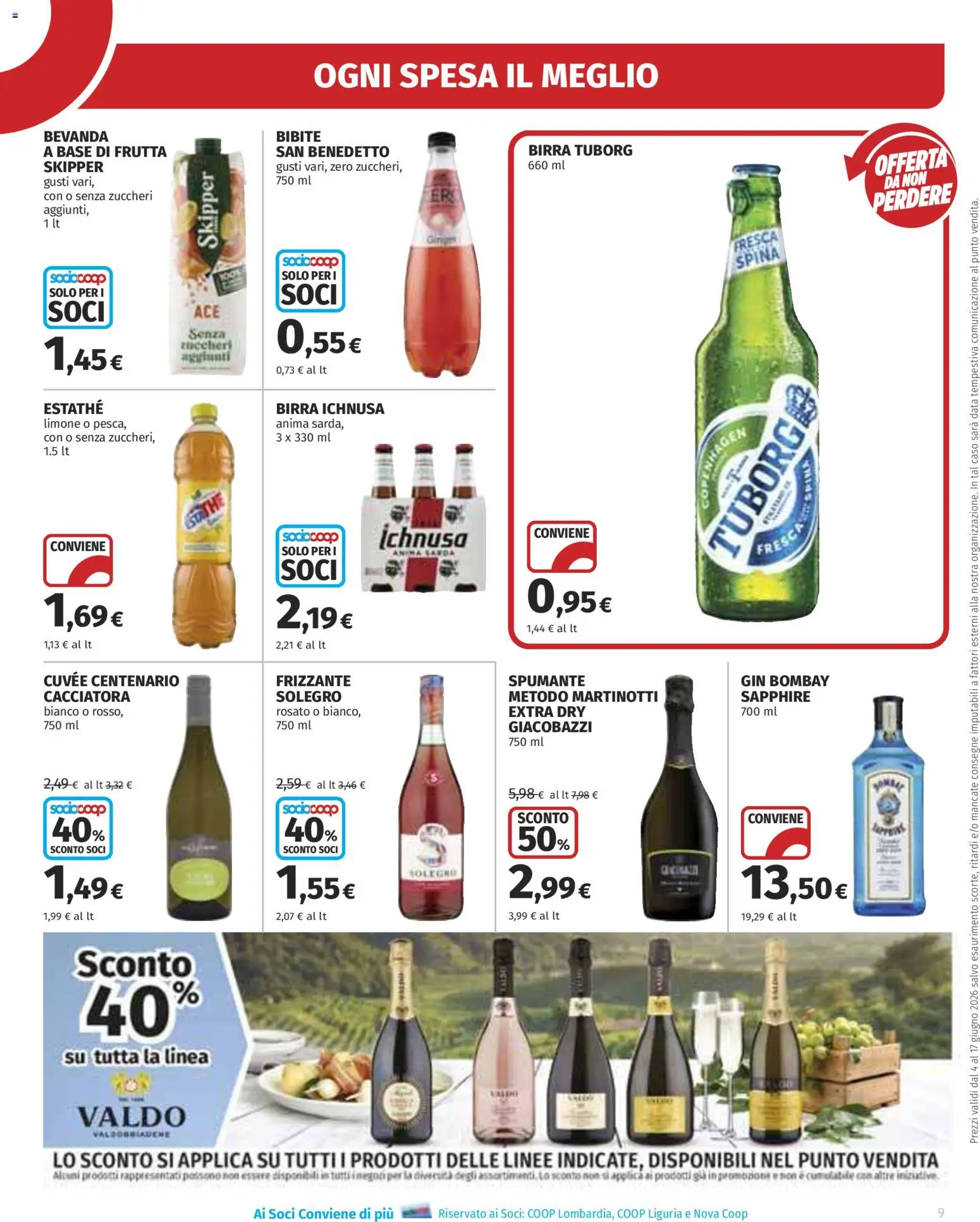 Volantino Ipercoop del 04.06.2026 | Pagina: 9 | Prodotti: Birra, Frutta, Spumante, Bibite