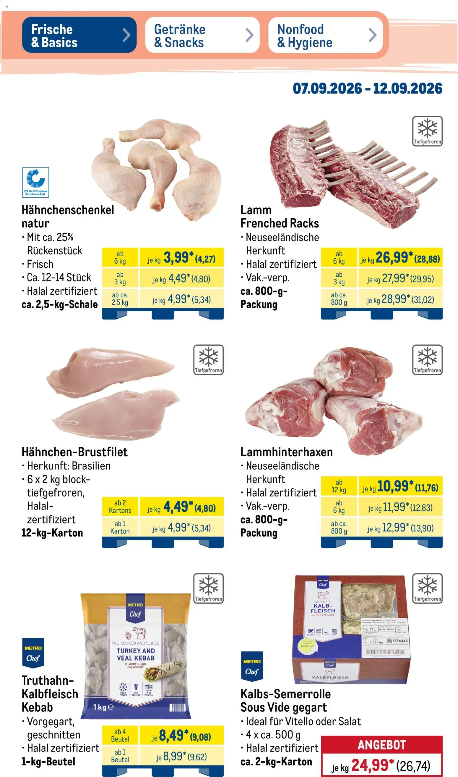 Metro Prospekt – gültig ab 07.09.2026 | Seite: 5 | Produkte: Hahnchenschenkel, Fleisch, Salat