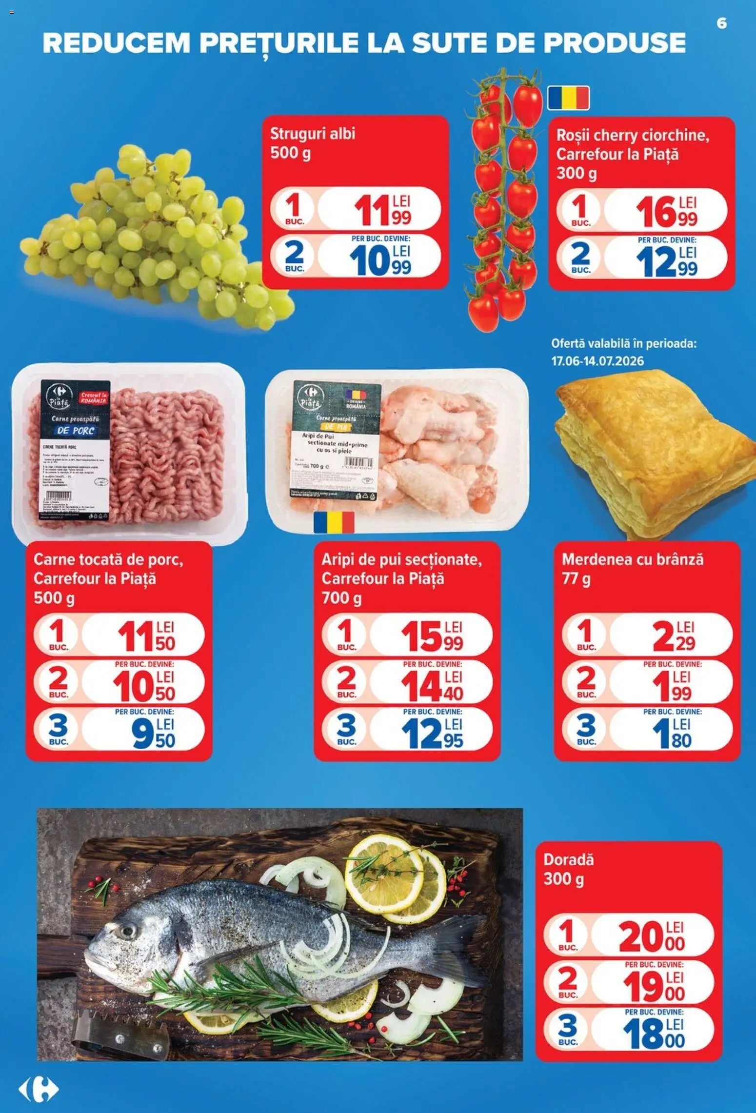 Noul catalog Carrefour – valabil de la 17.06.2026 | Pagină: 5 | Produse: Struguri, Brânză, Roșii, Carne tocată
