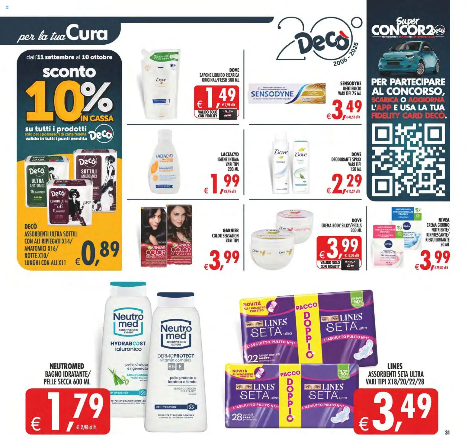 Volantino Decò del 02/10/2026 | Pagina: 31 | Prodotti: Crema, Igiene intima, Deodorante, Bagno