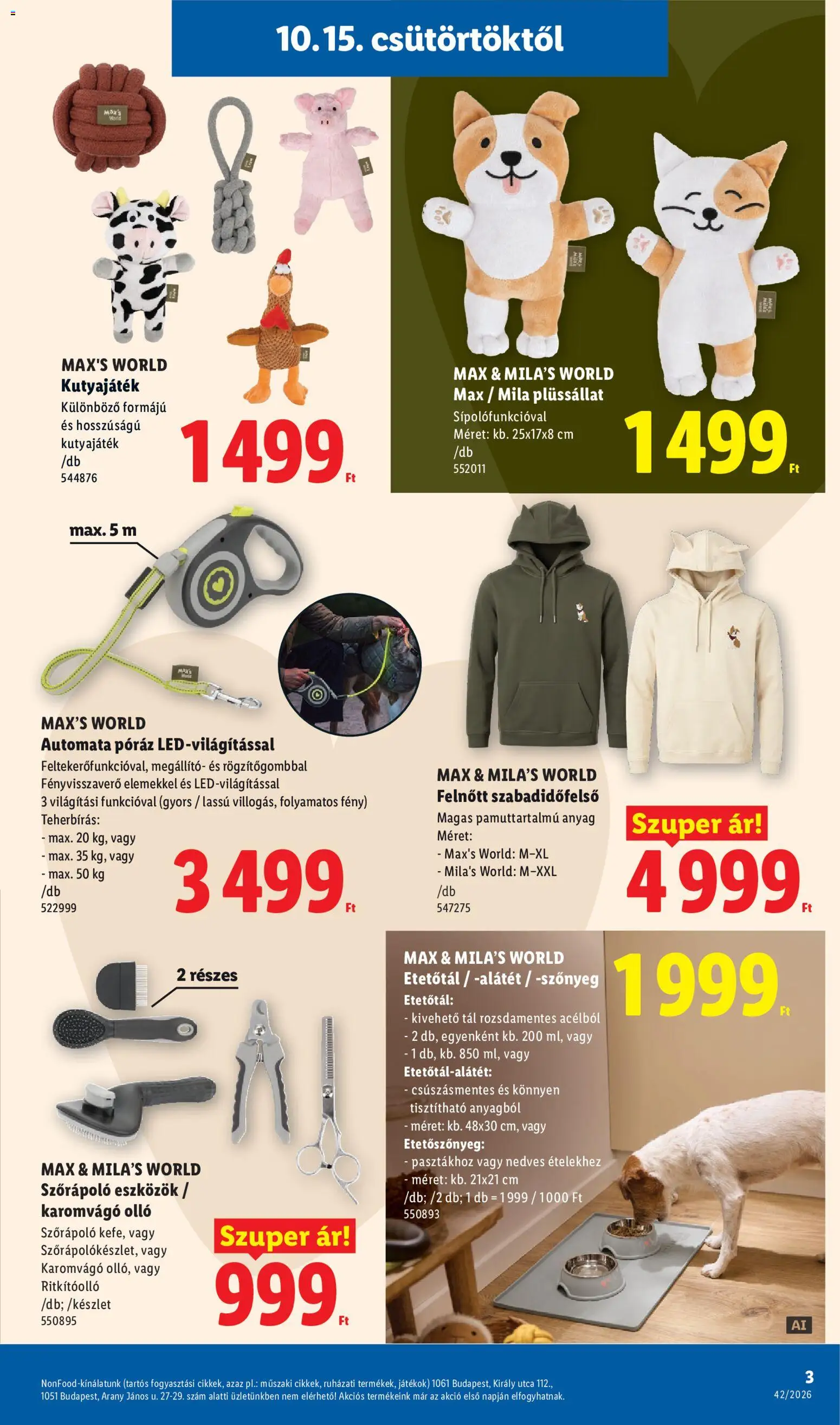 Lidl akciós ujság - amely érvényes a következő dátumtól: 2026.10.15. | Oldal: 3 | Termékek: Játékok, Szőnyeg, Szabadidőfelső