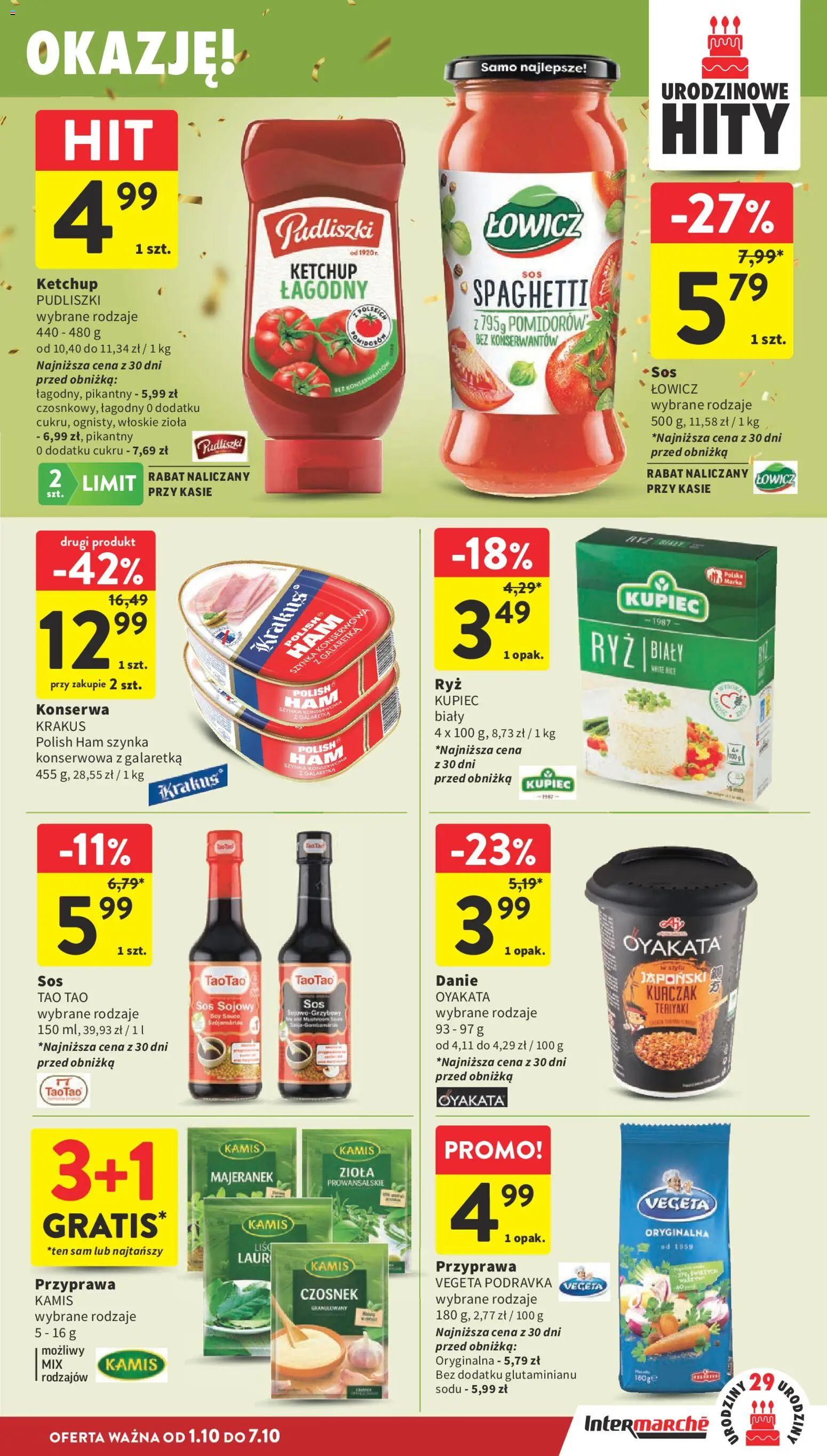 Intermarche gazetka od 01.10.2026 | Strona: 33 | Produkty: Spaghetti, Szynka, Szynka konserwowa krakus, Zioła