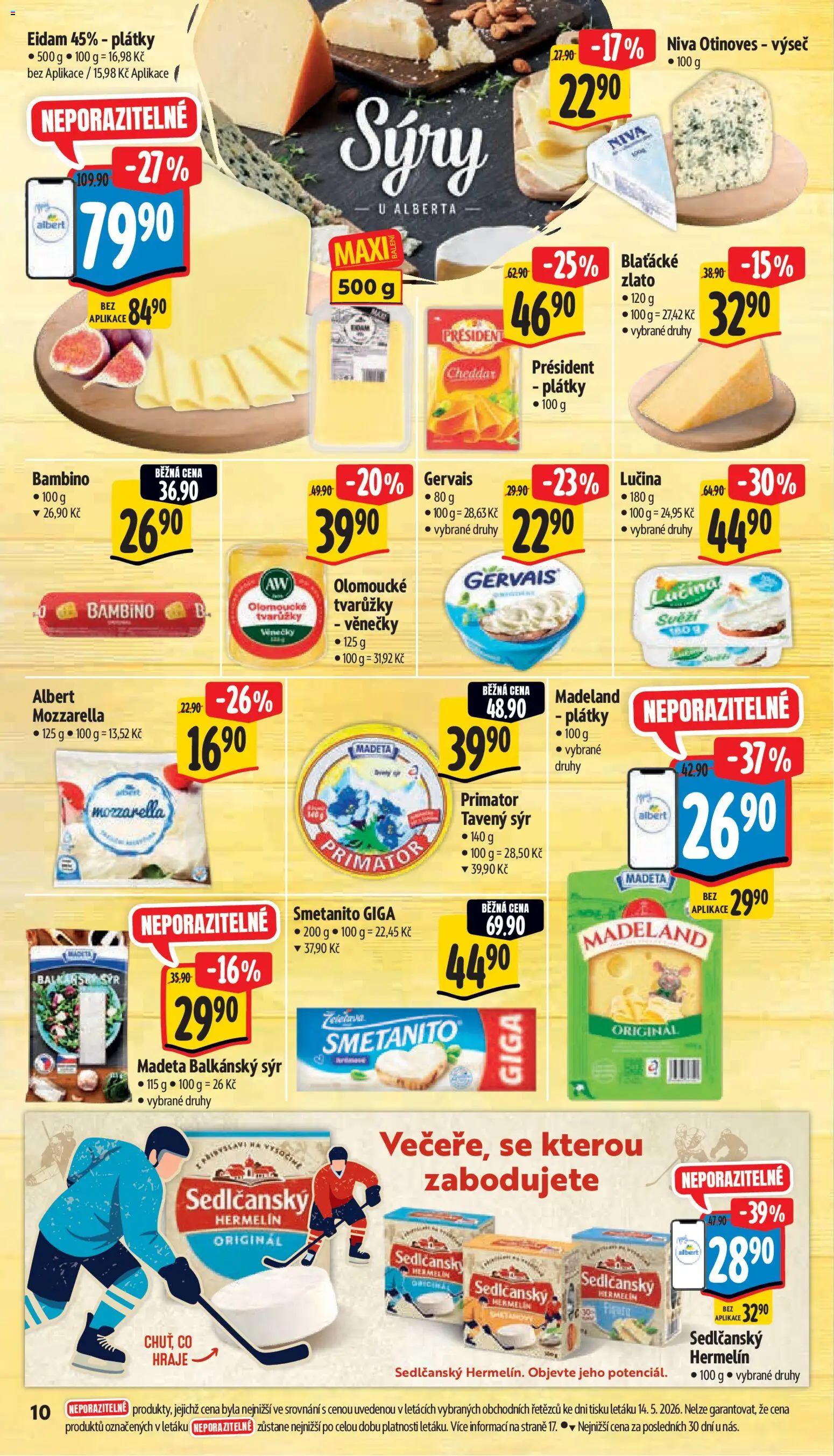 Albert leták - Supermarket od 20.05.2026 | Strana: 18 | Produkty: Tavený sýr, Tvarůžky, Hermelín, Olomoucké tvarůžky
