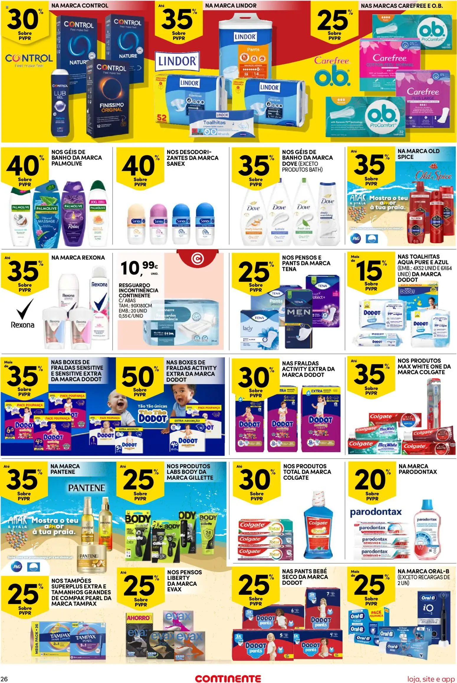 Continente Semanal Continente Bom Dia │ válido de 28/07/2026 | Página: 26 | Produtos: Fraldas, Banho
