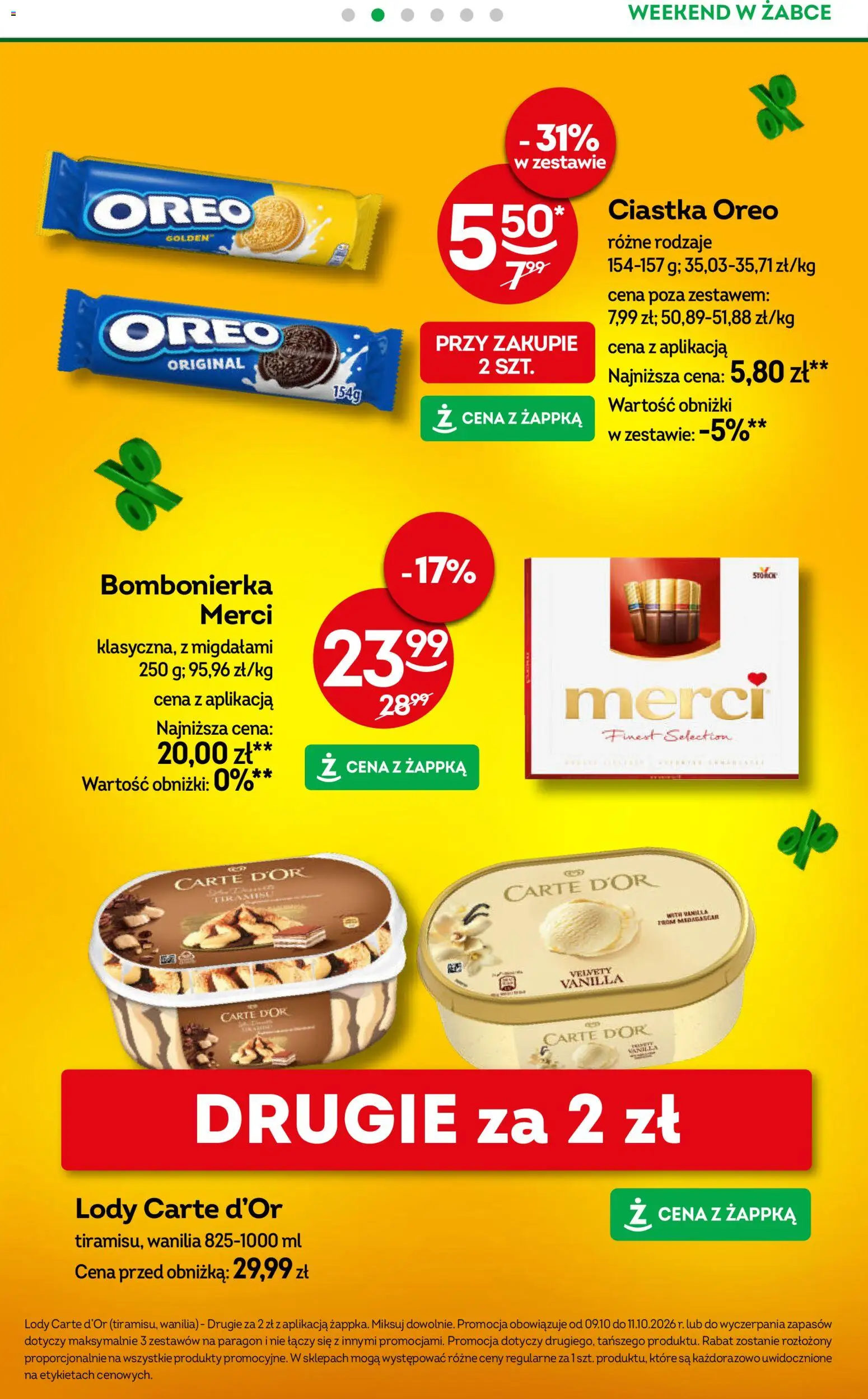 Żabka gazetka - Weekendowe promocje od 09.10.2026 | Strona: 3 | Produkty: Oreo, Carte D'or, Ciastka, Lody