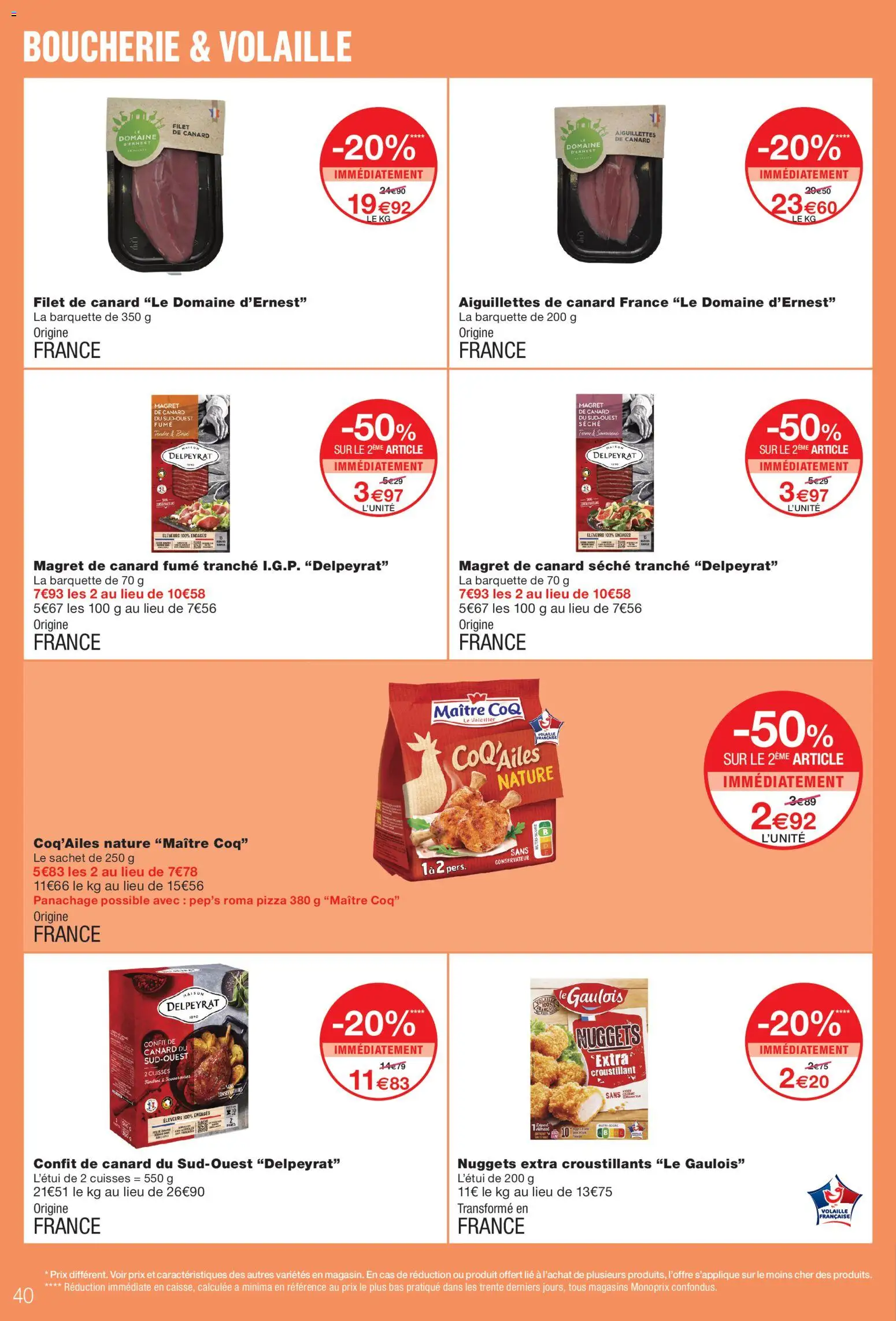 {H1} | Page: 40 | Produits: Magret de canard, Confit de canard, Pizza, Coq