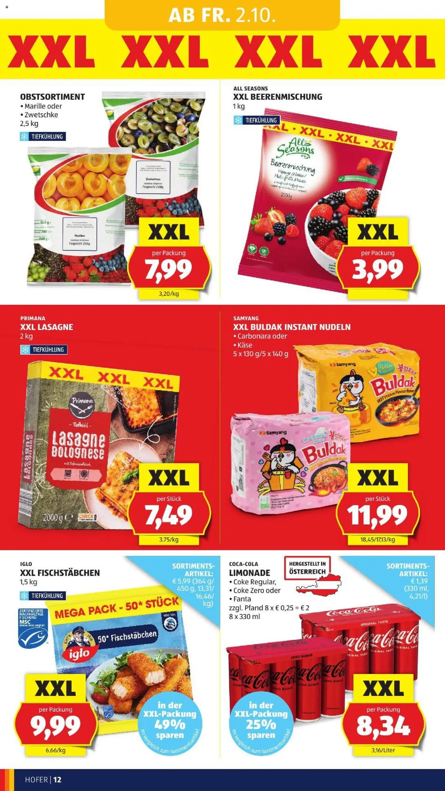 Hofer Flipbook gültig ab 02.10.2026 | Seite: 20 | Produkte: Fanta, Käse, Schweinefleisch, Nudeln
