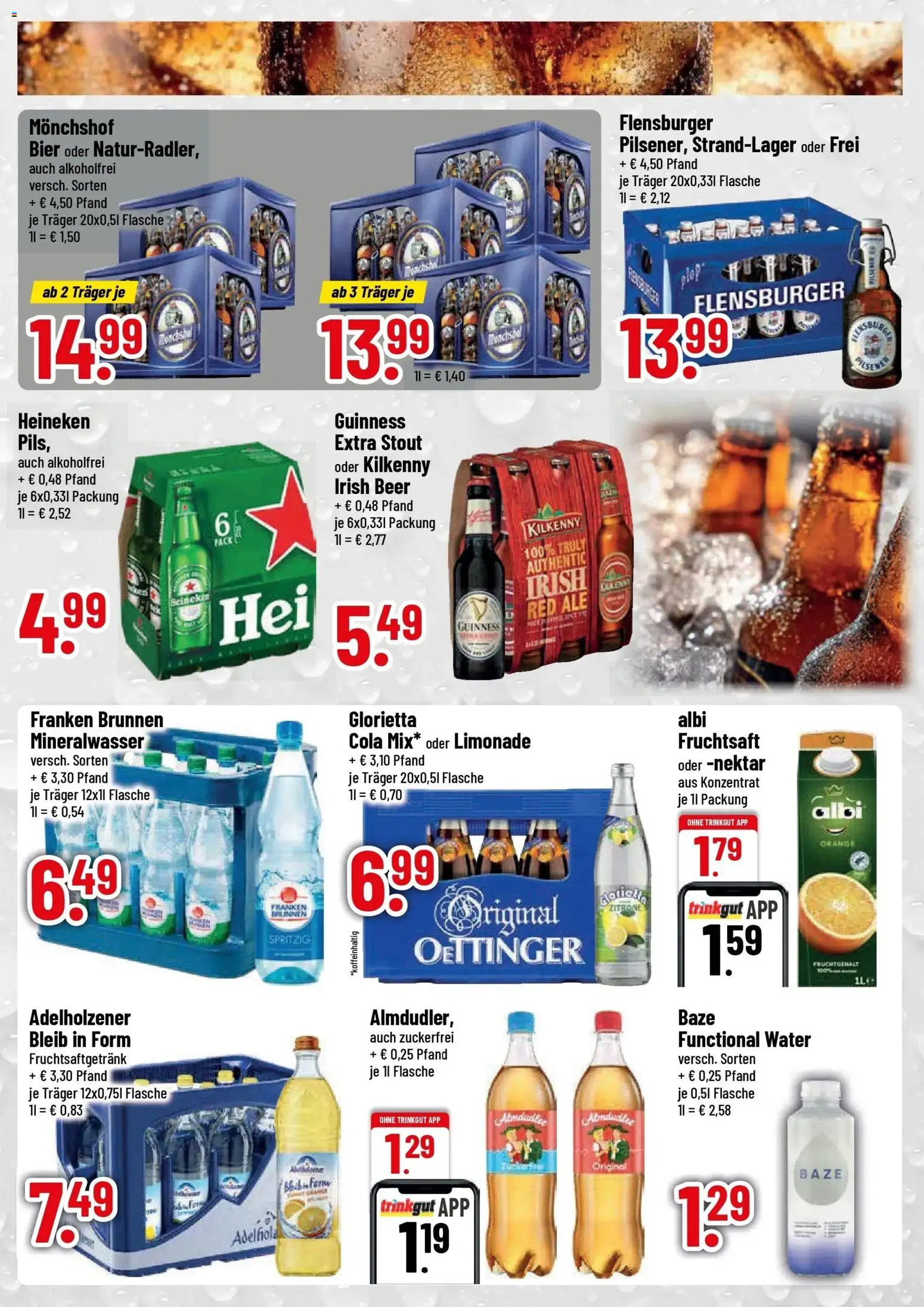 Trinkgut Prospekt Bad Kötzting (ab 03.08.2026) » Angebote online | Seite: 3 | Produkte: Bier, Adelholzener, Mineralwasser, Flensburger