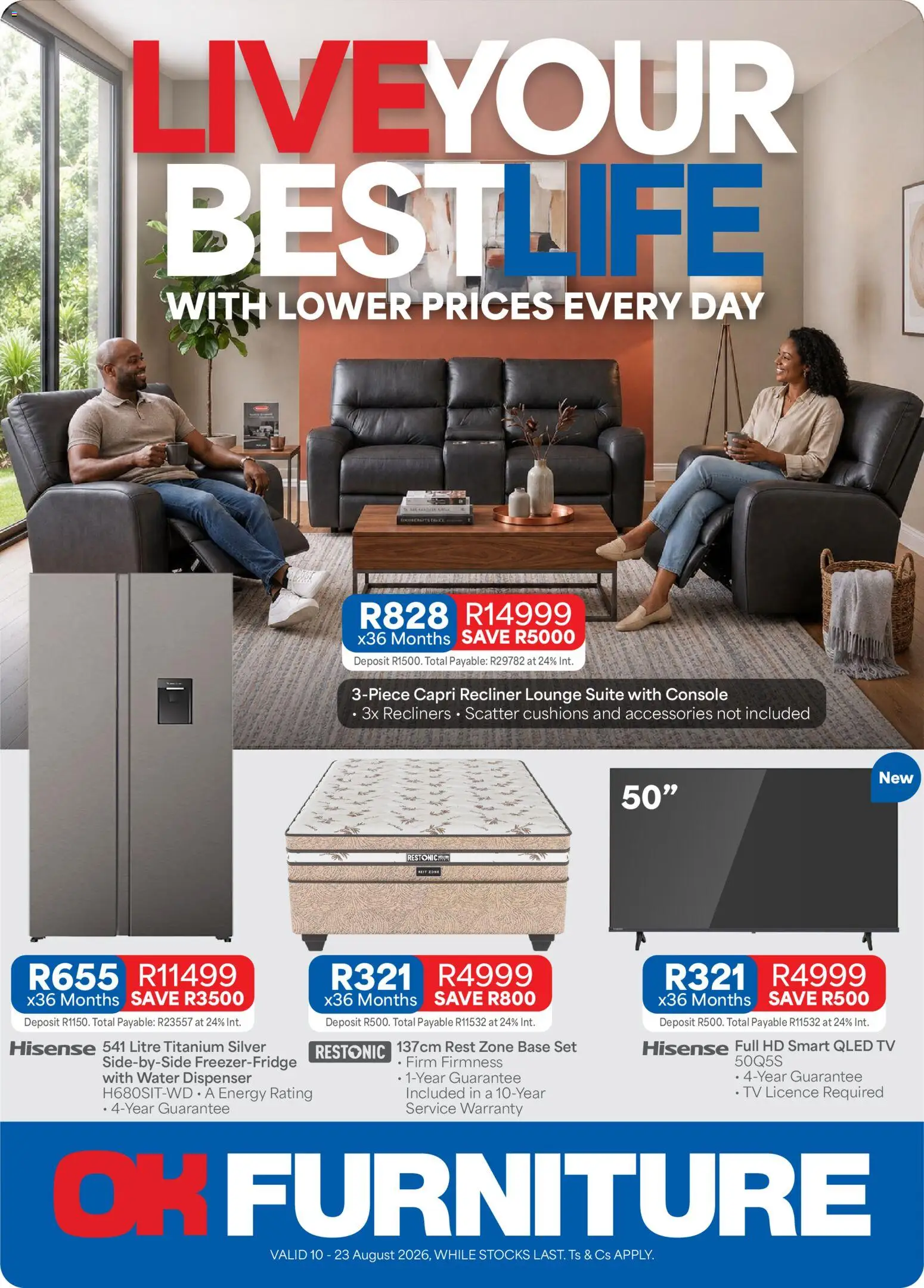 New OK Furniture catalogue – valid from 10/08/2026 | Page: 1 | Products: TV, Lounge suite, Water