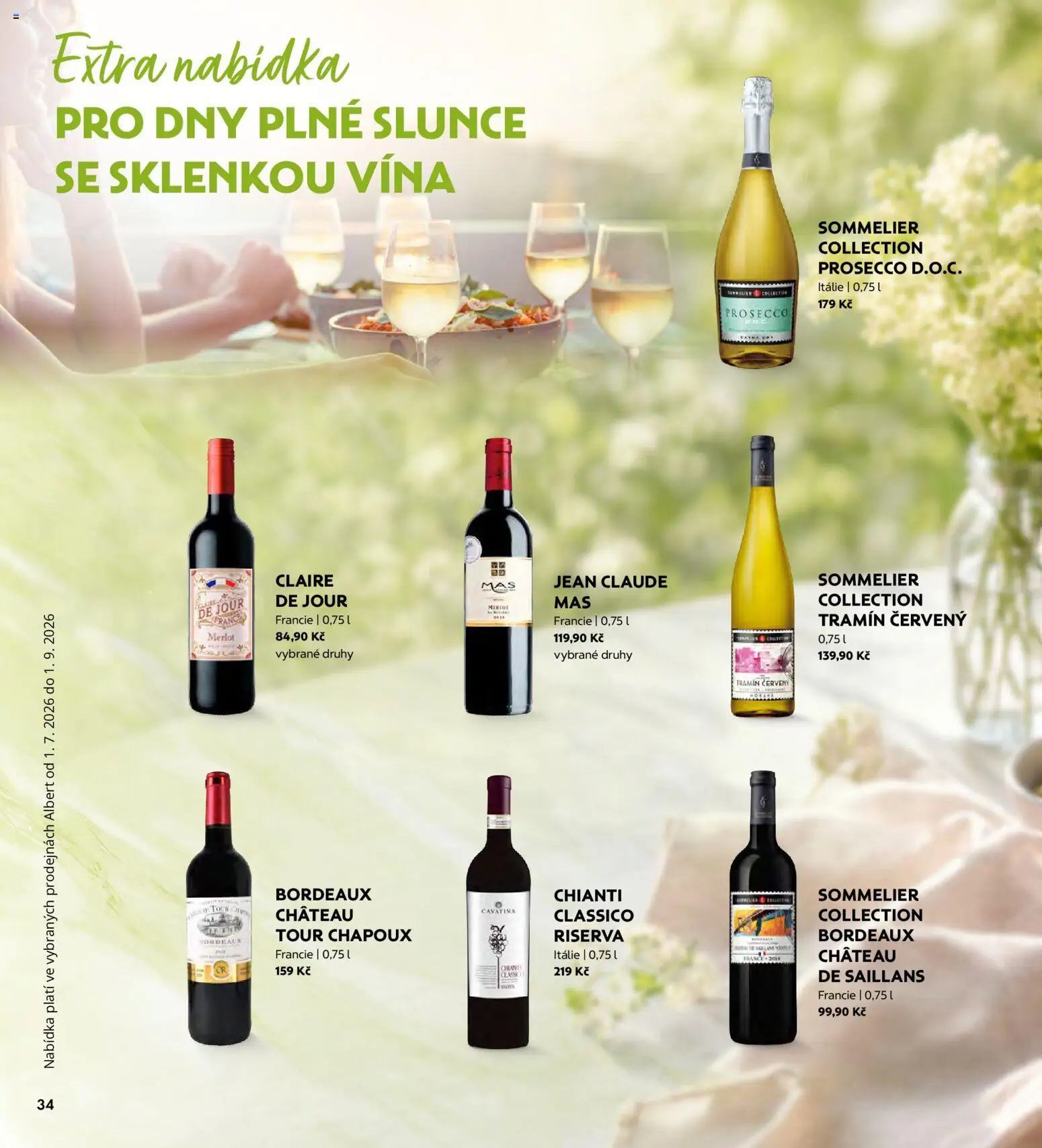 Albert magazín od 01.07.2026 | Strana: 34 | Produkty: Prosecco, Merlot, Tramín červený