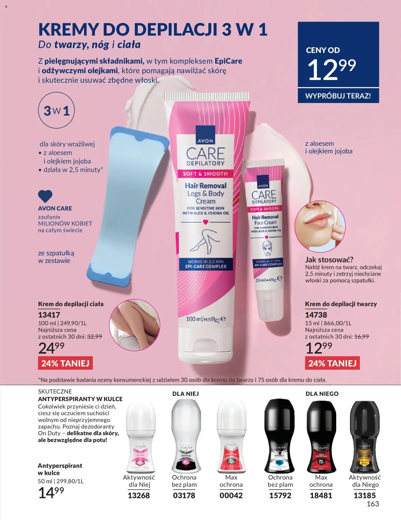 Avon Katalog 6 2026 od 01.06.2026 | Strona: 163 | Produkty: Body, Krem, Antyperspirant, Krem do depilacji
