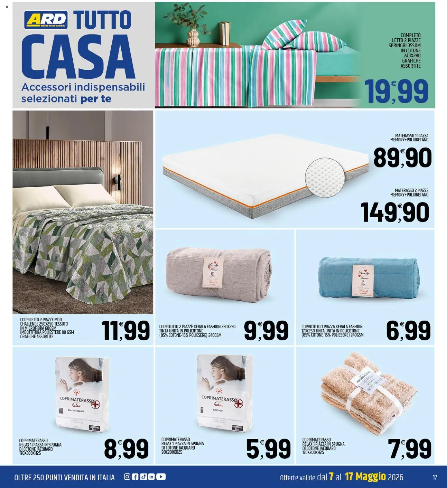 Volantino ARD Discount del 07.05.2026 | Pagina: 17 | Prodotti: Tè, Letto, Materasso, Copriletto