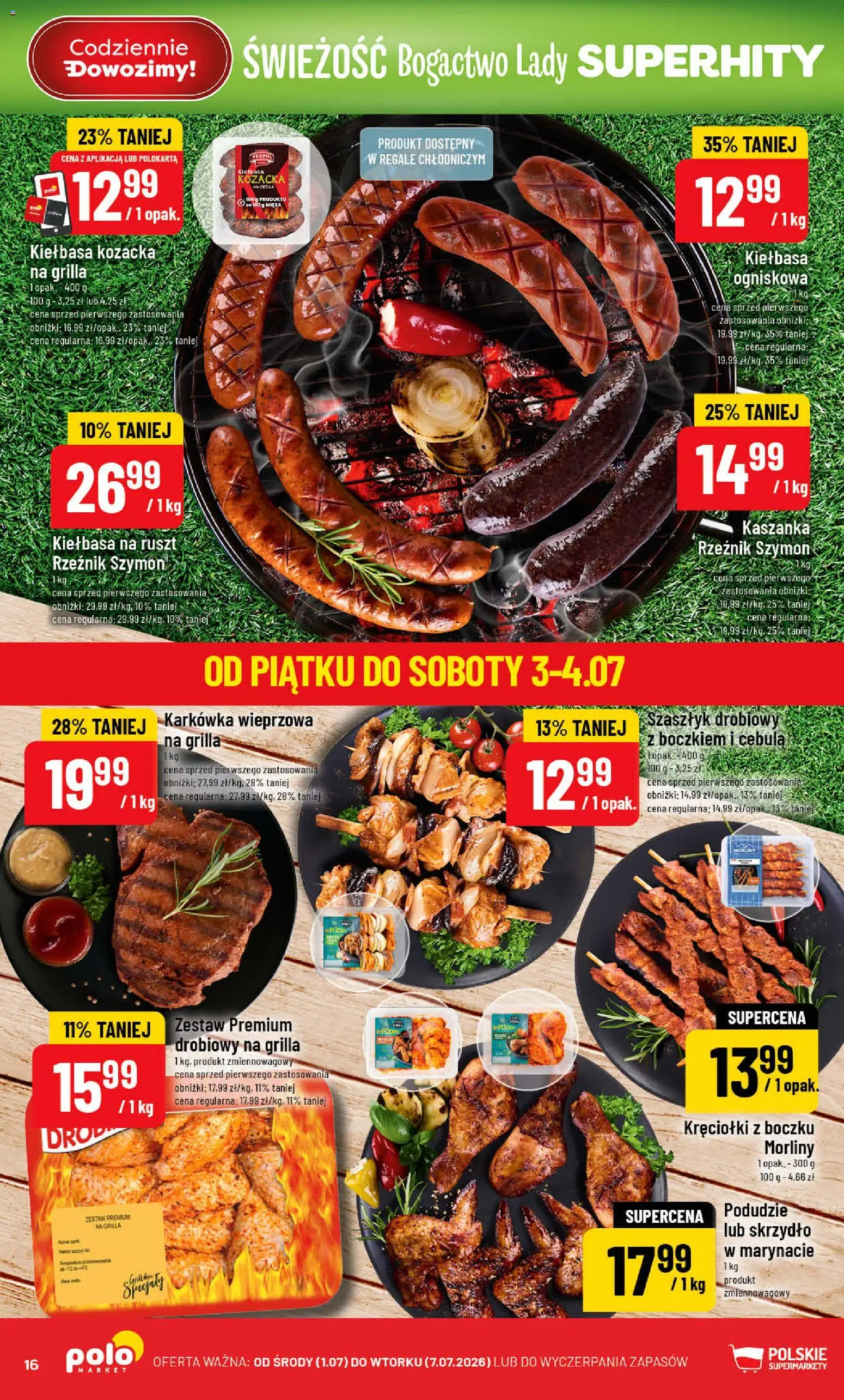 POLOmarket gazetka od 01.07.2026 | Strona: 16 | Produkty: Kiełbasa, Karkówka, Karkówka wieprzowa, Kaszanka