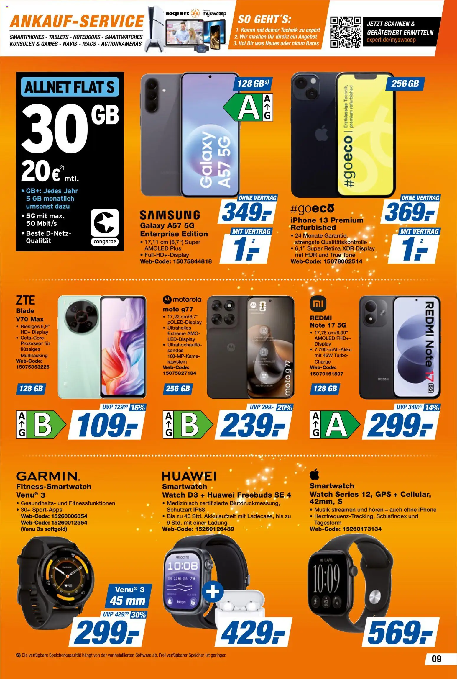 Expert Prospekt – gültig ab 02.10.2026 | Seite: 9 | Produkte: Huawei, Smartwatch, Smartphones, Iphone