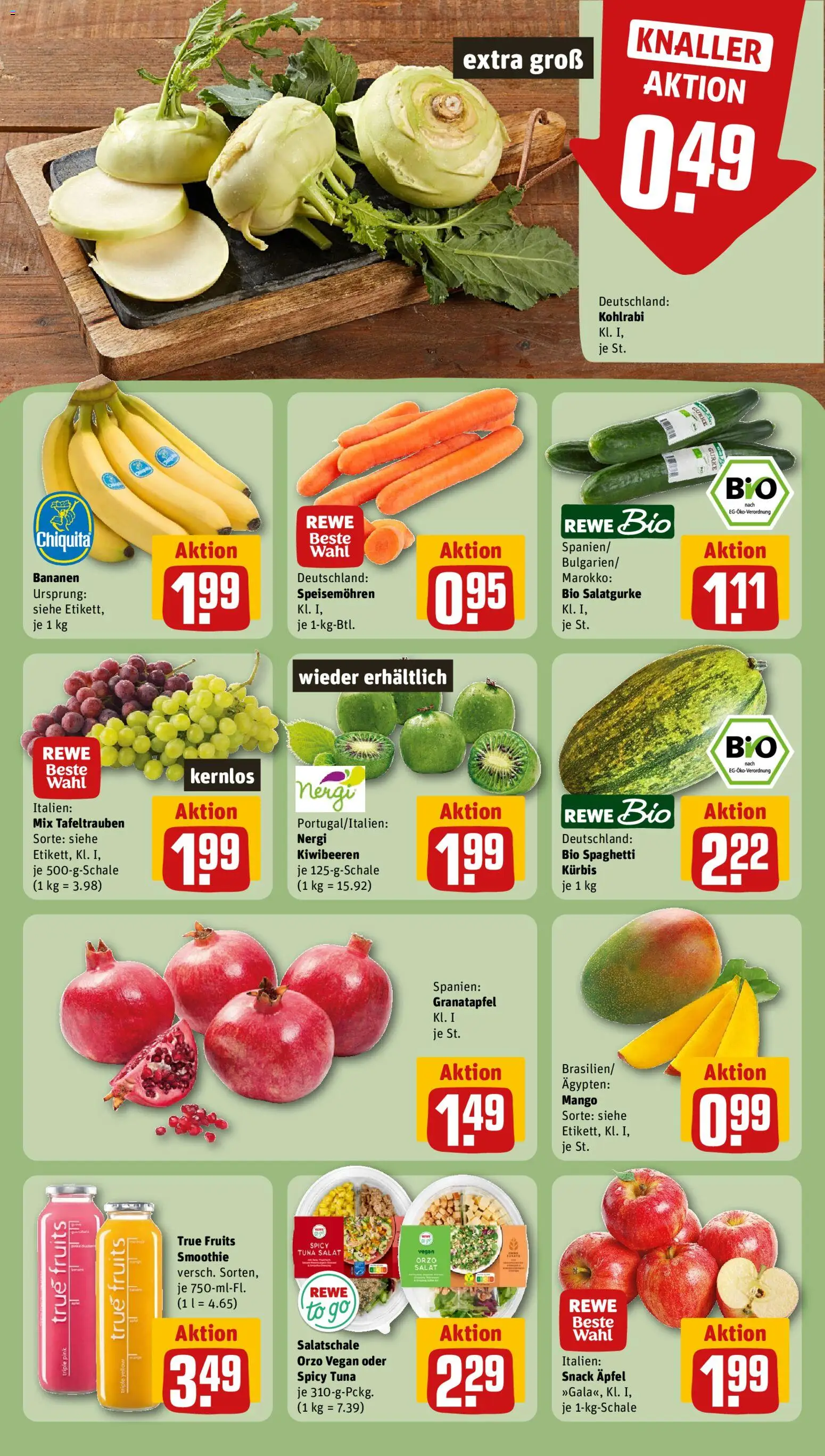 Rewe Prospekt – gültig ab 14.09.2026 | Seite: 4 | Produkte: Granatapfel, Kohlrabi, Äpfel, Salat