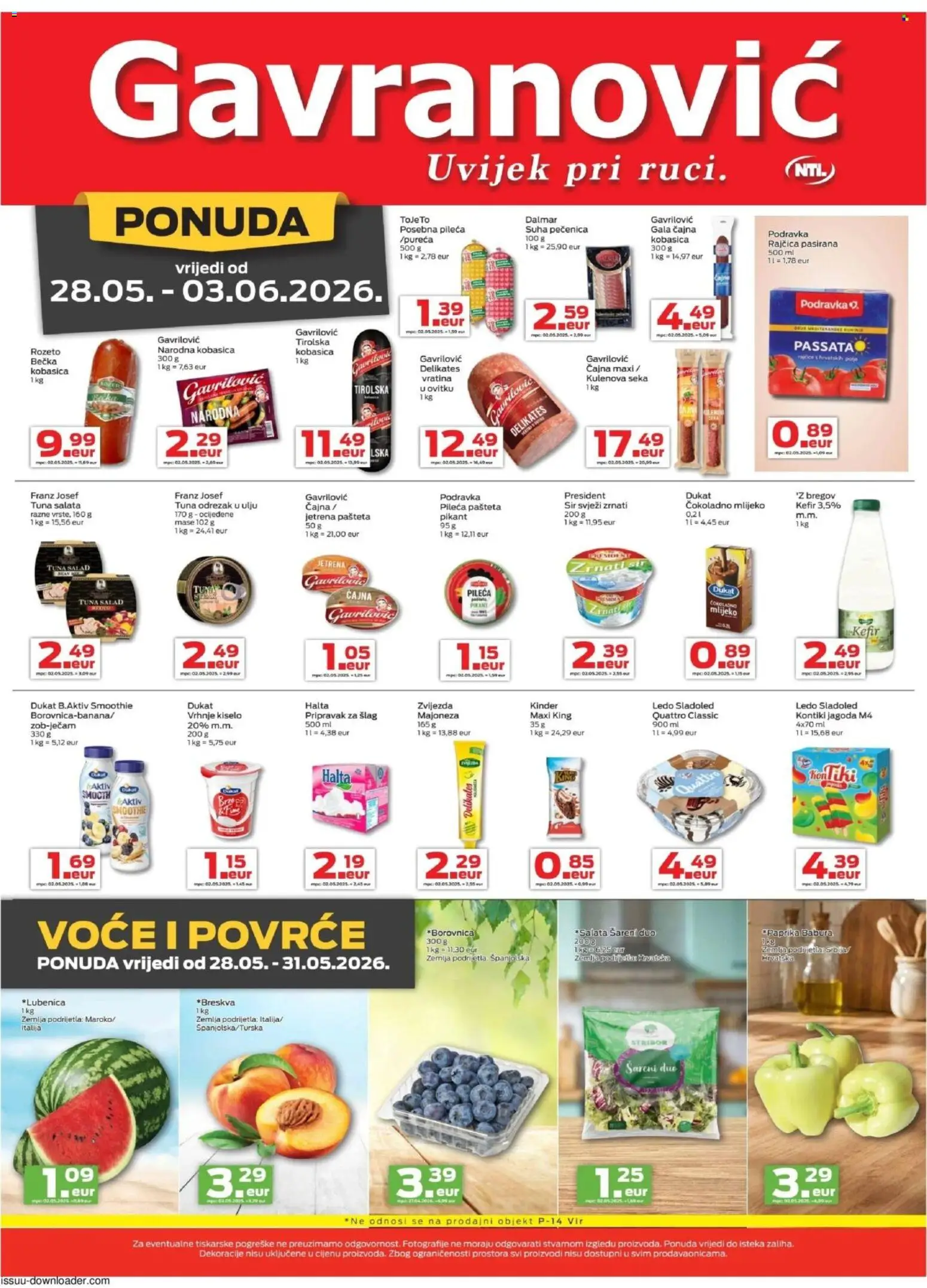 Gavranović katalog | vrijedi od 28.05.2026 | Stranica: 5 | Proizvodi: Mlijeko, Povrće, Rajčica, Šlag