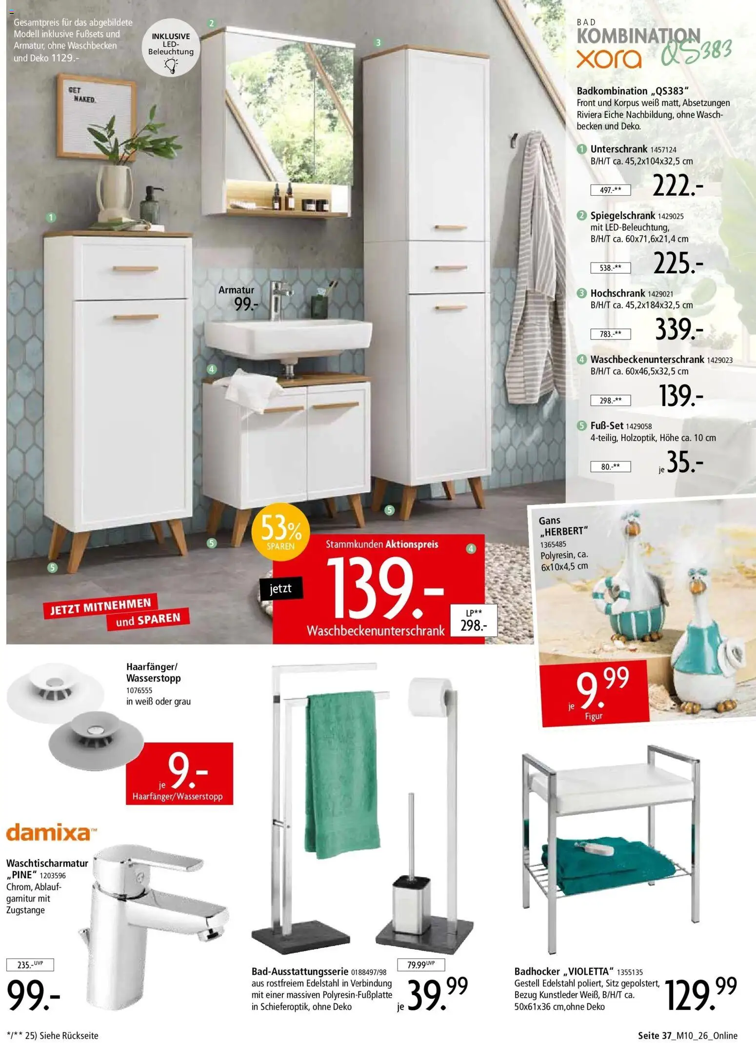 Zurbrüggen - Zurbrüggen: Mitnahme Möbel (ab 08.08.2026) zum Blättern | Seite: 37 | Produkte: Waschbecken, Armatur, Unterschrank, Hochschrank