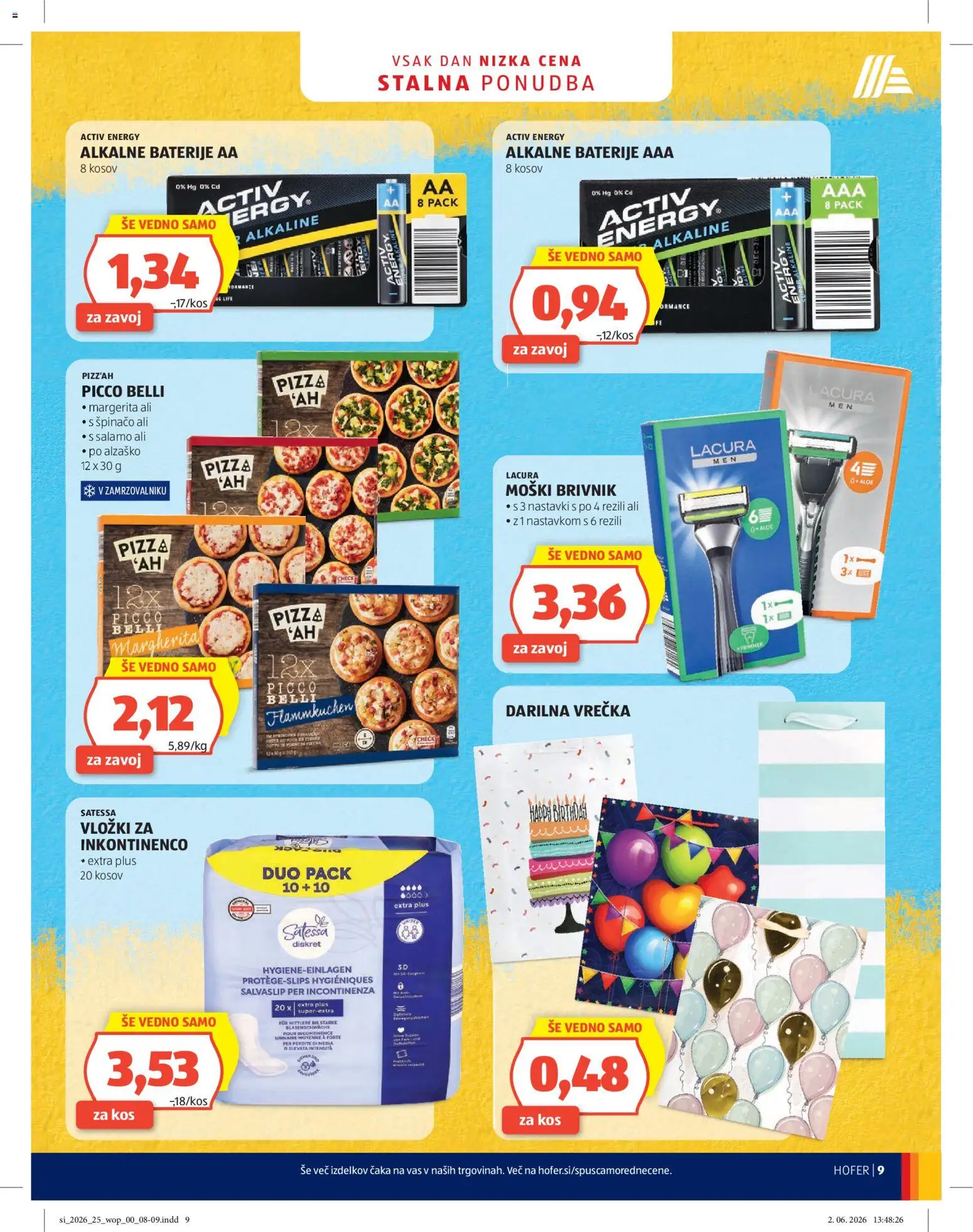 Hofer SI katalog | vrijedi od 10.06.2026 | Stranica: 9 | Proizvodi: Pizza, Baterije