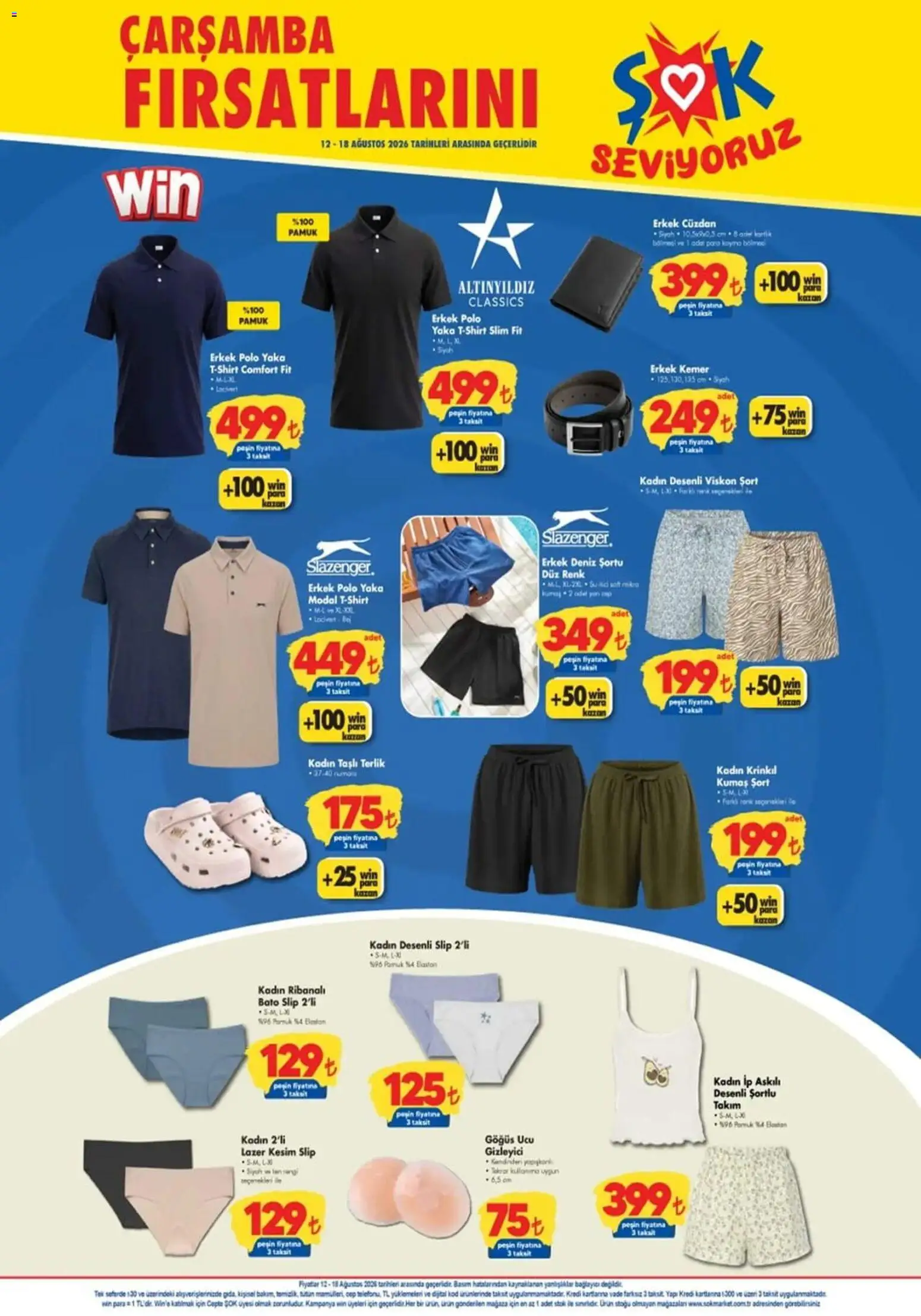 Şok Market - Hafta sonu fırsatları - 12 Ağustos 2026 tarihinden itibaren geçerlidir | Sayfa: 3 | Ürünler: Terlik, Cüzdan, Kemer, Bağlayıcı