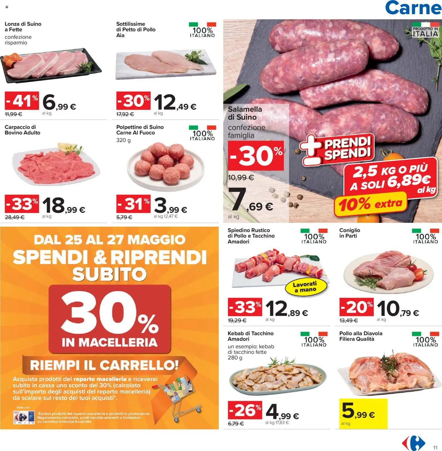 Volantino Carrefour del 19.05.2026 | Pagina: 11 | Prodotti: Bovino, Salamella, Tacchino, Carrello