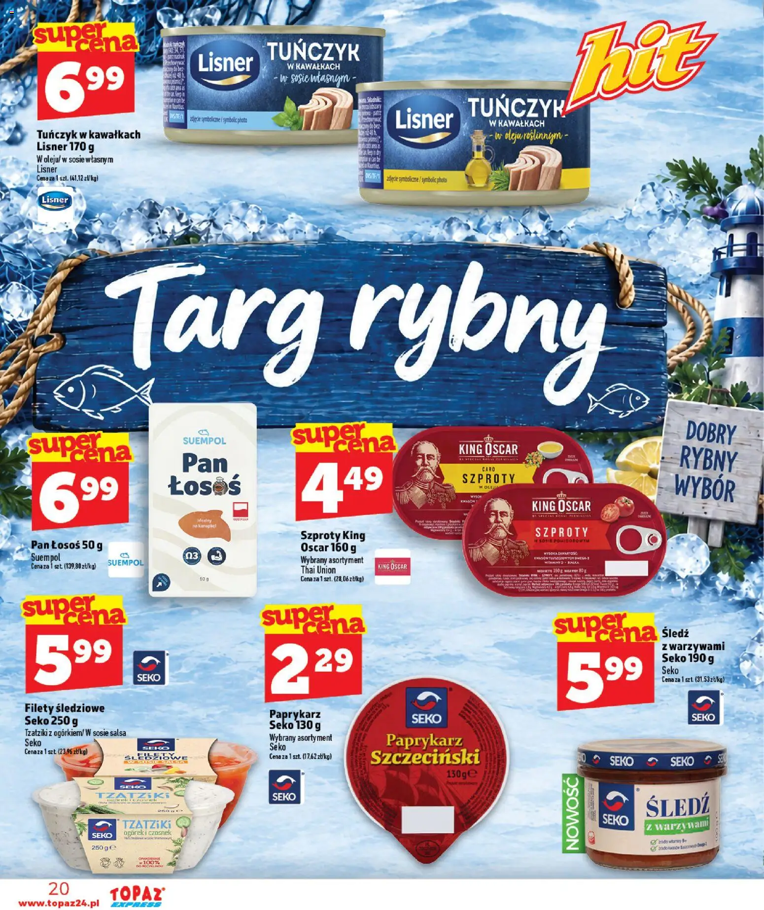 Topaz gazetka - Express od 22.10.2026 | Strona: 20 | Produkty: Czosnek, Łosoś, Ogórek, Caro