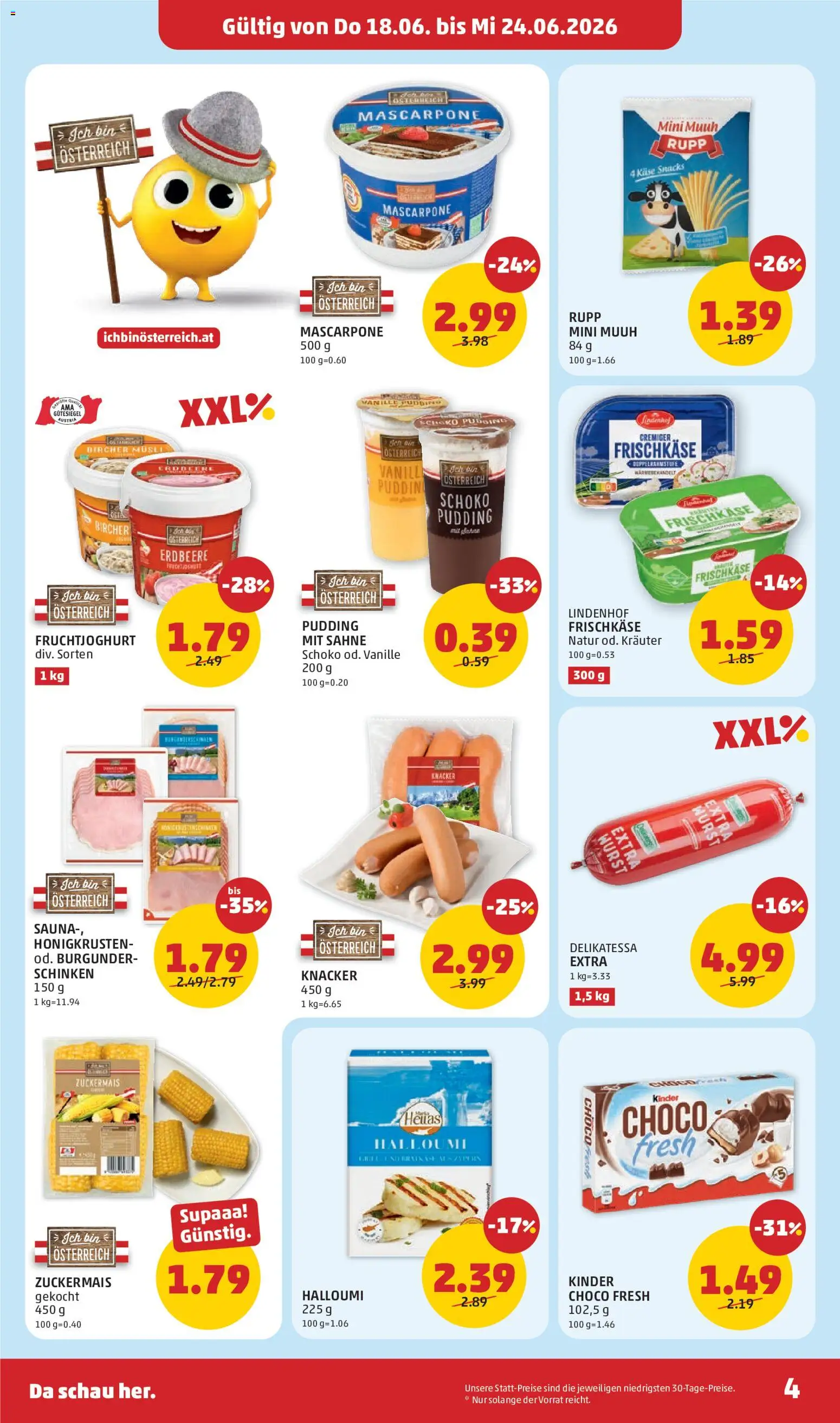 Penny Markt Eröffnung in 7111 Parndorf gültig ab 18.06.2026 | Seite: 4 | Produkte: Sahne, Wurst, Schinken