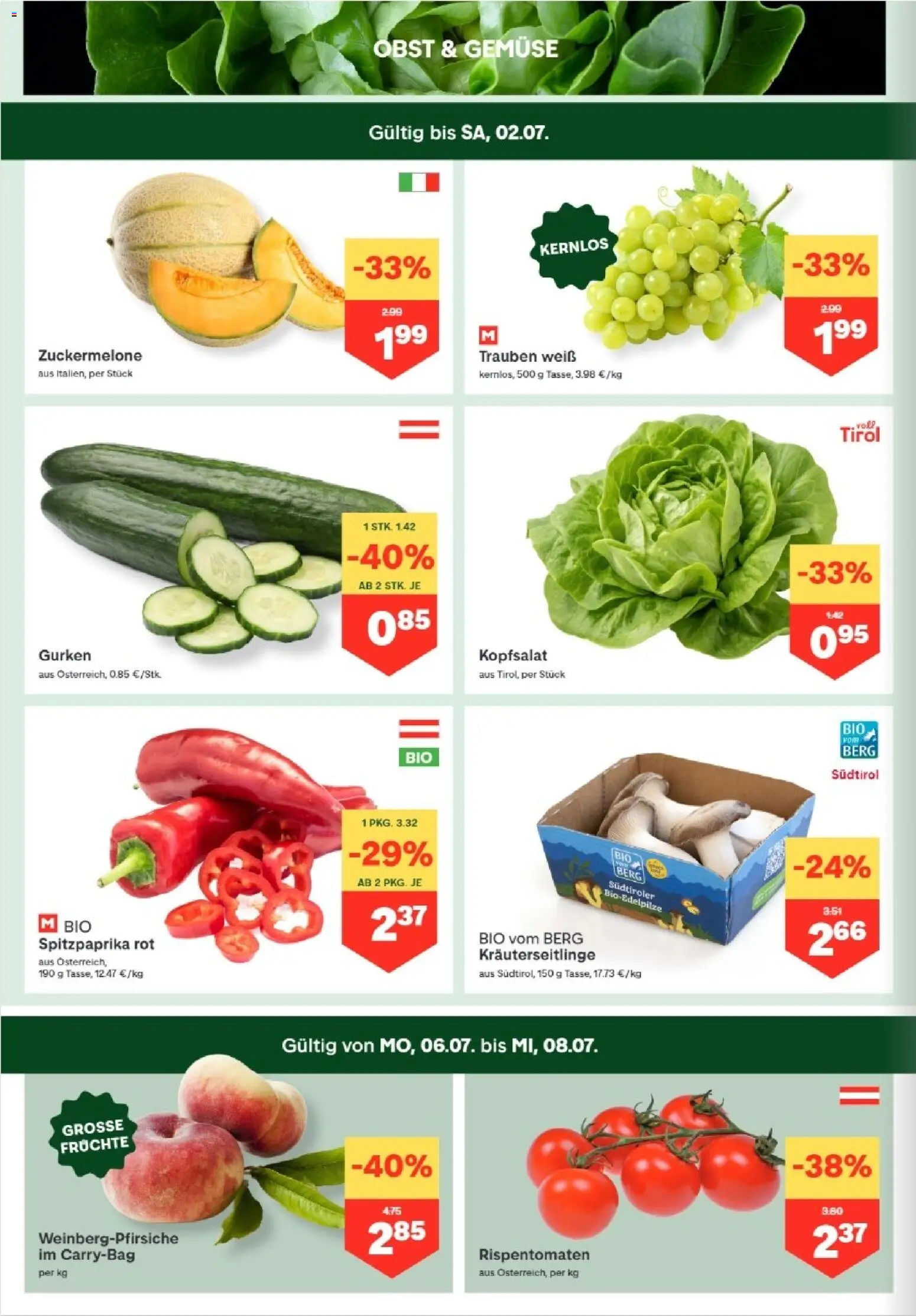 MPREIS Dellach im Drautal gültig ab 02.07.2026 | Seite: 2 | Produkte: Gurken, Gemüse, Obst