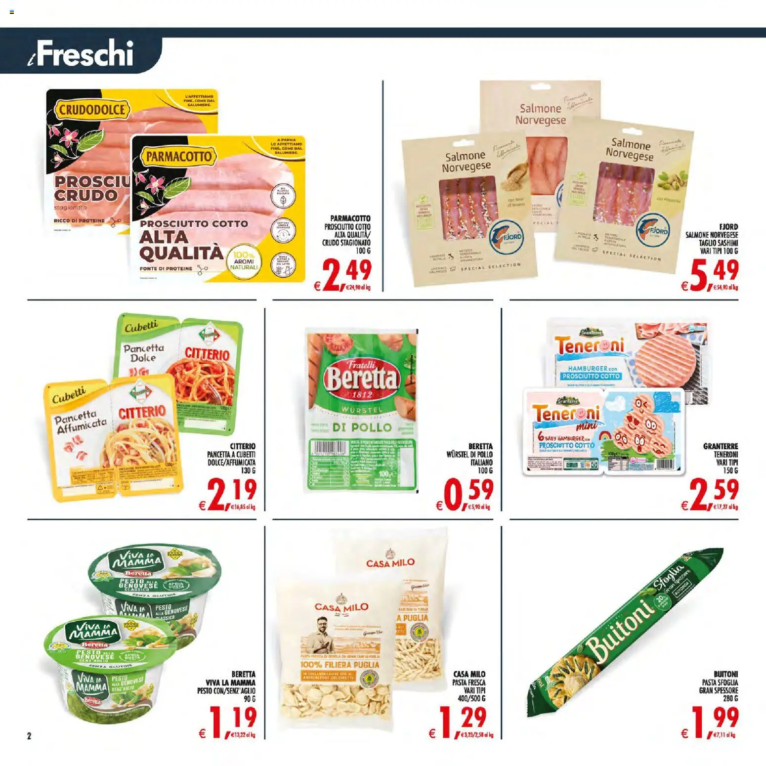 Volantino Decò del 30/06/2026 | Pagina: 2 | Prodotti: Salmone, Pancetta, Wurstel, Pesto