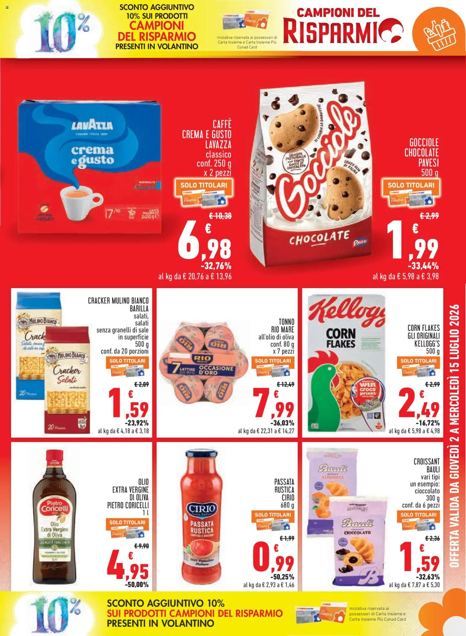 Volantino Conad del 02/07/2026 | Pagina: 3 | Prodotti: Caffè, Cioccolato, Olio, Tonno