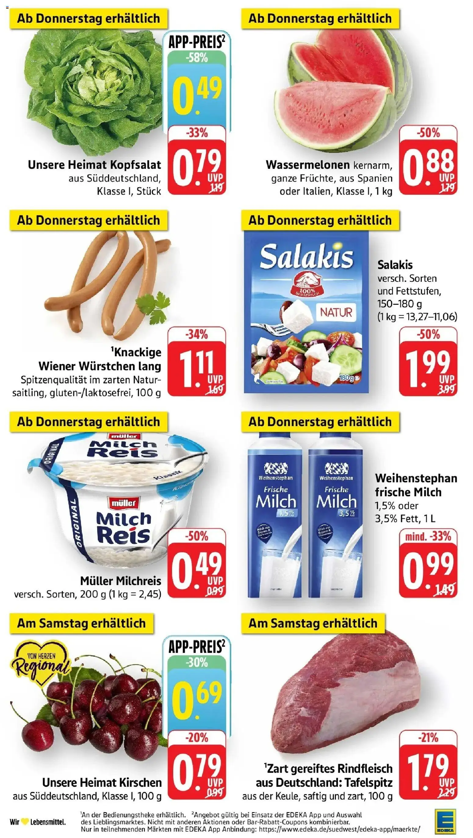 Edeka prospekt Ottersweier – gültig ab 22.06.2026 | Seite: 36 | Produkte: Tafelspitz, Wiener wurstchen, Milch, Kirschen