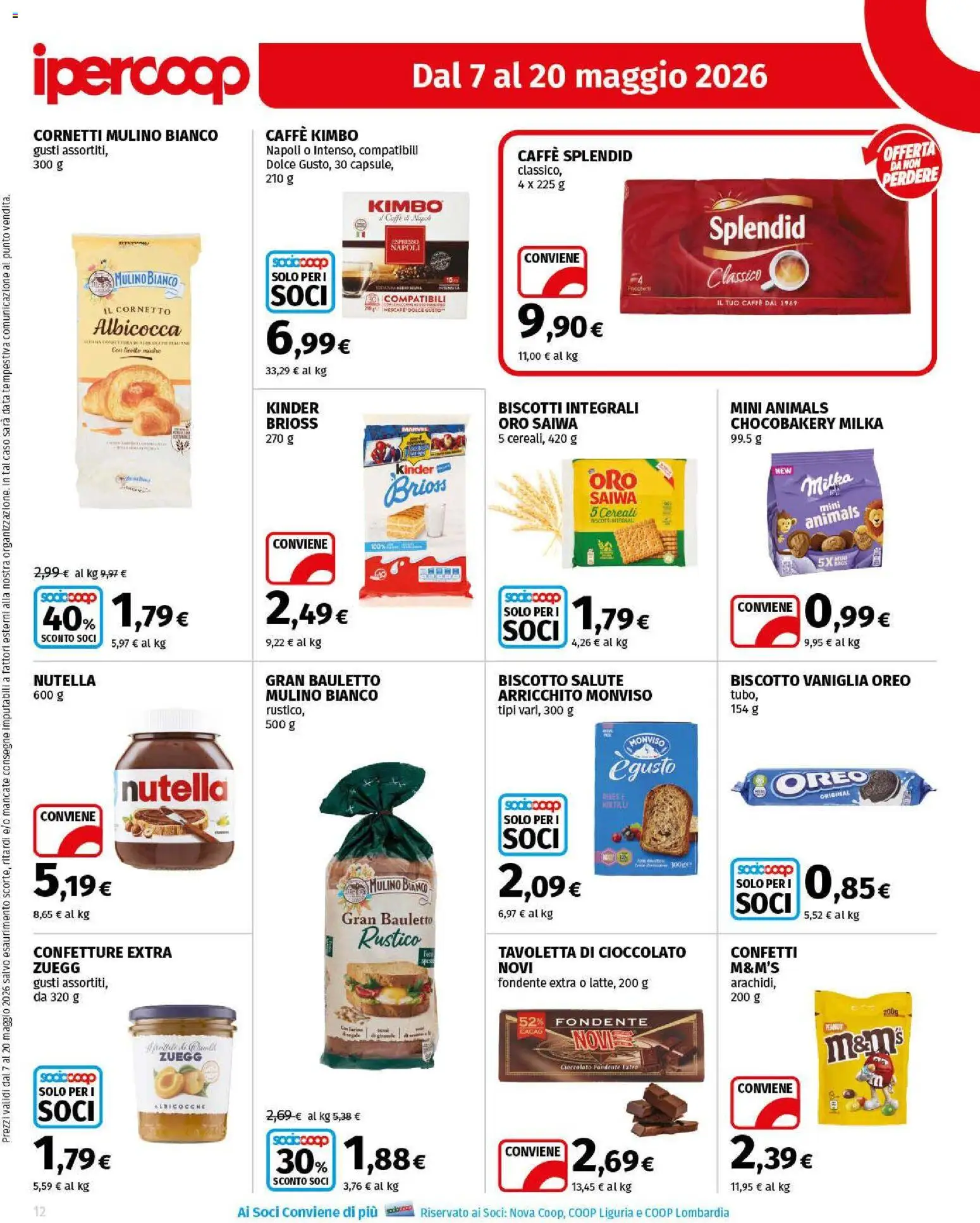 Volantino Ipercoop del 07.05.2026 | Pagina: 12 | Prodotti: Cioccolato, Cereali, Biscotti, Data