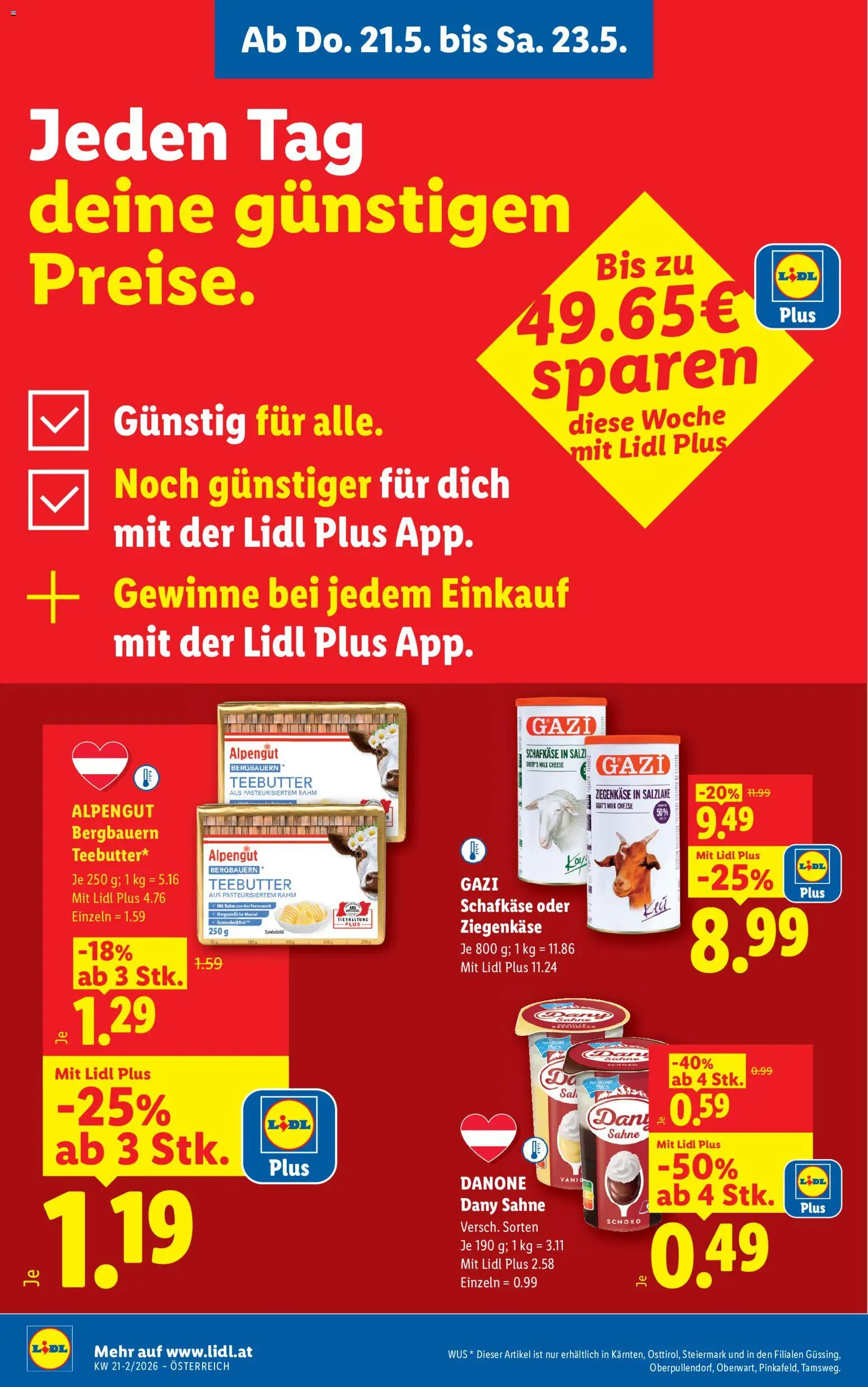 Lidl Flugblatt - Oberpullendorf, Güssing, Oberwart gültig ab 21.05.2026 | Seite: 2 | Produkte: Sahne