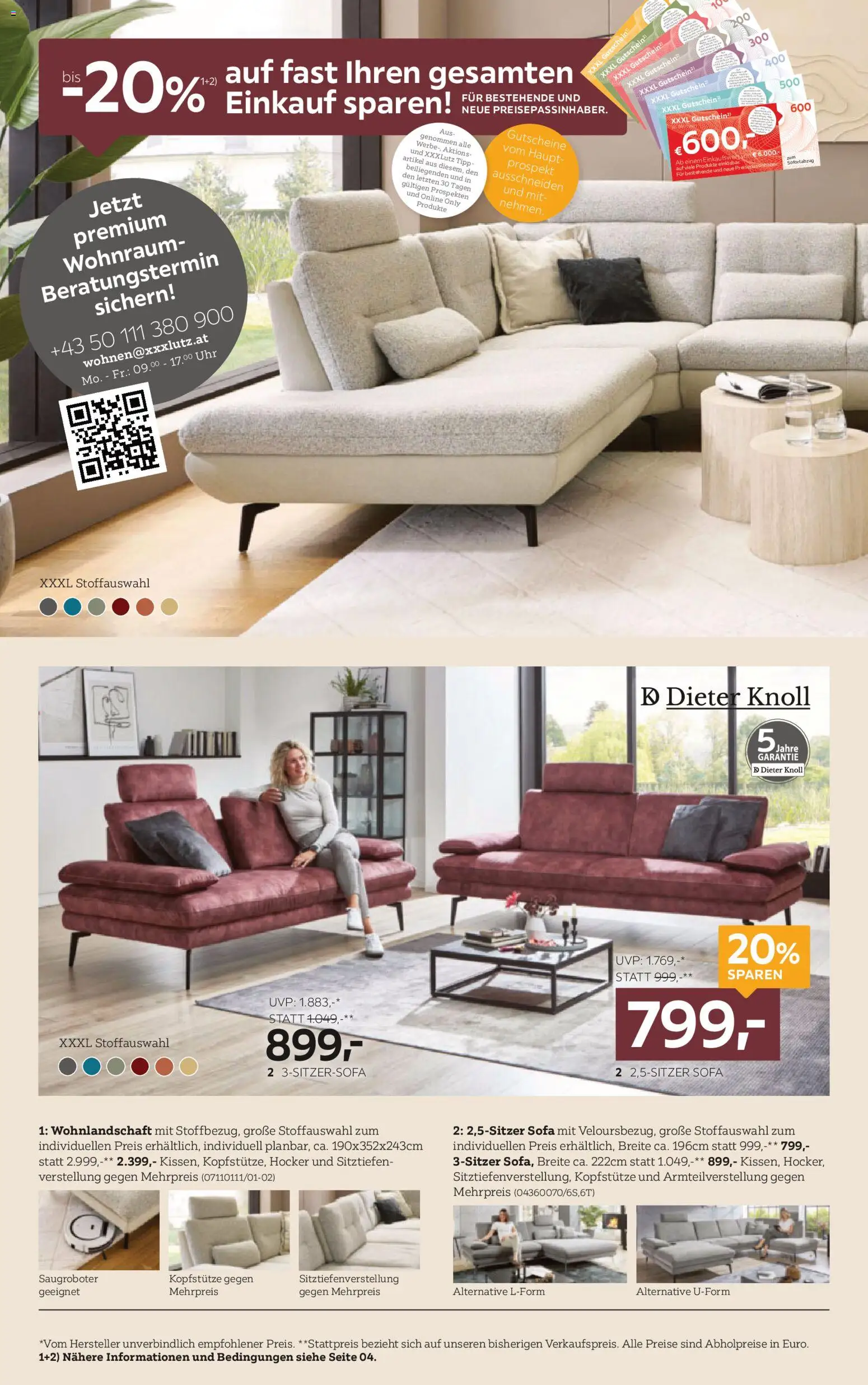 XXXLutz Sitzgarnituren gültig ab 01.09.2026 | Seite: 2 | Produkte: Uhr, Sofa