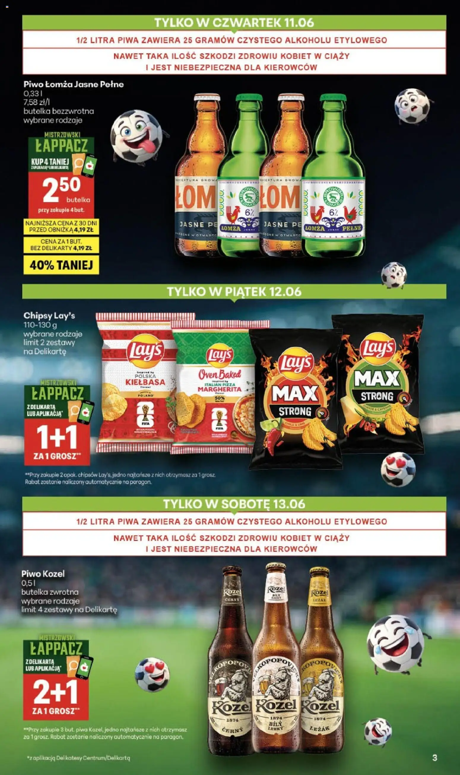 Delikatesy Centrum gazetka - Sklepy Własne od 11.06.2026 | Strona: 3 | Produkty: Leżak, Lays, Piwo, Piwo kozel