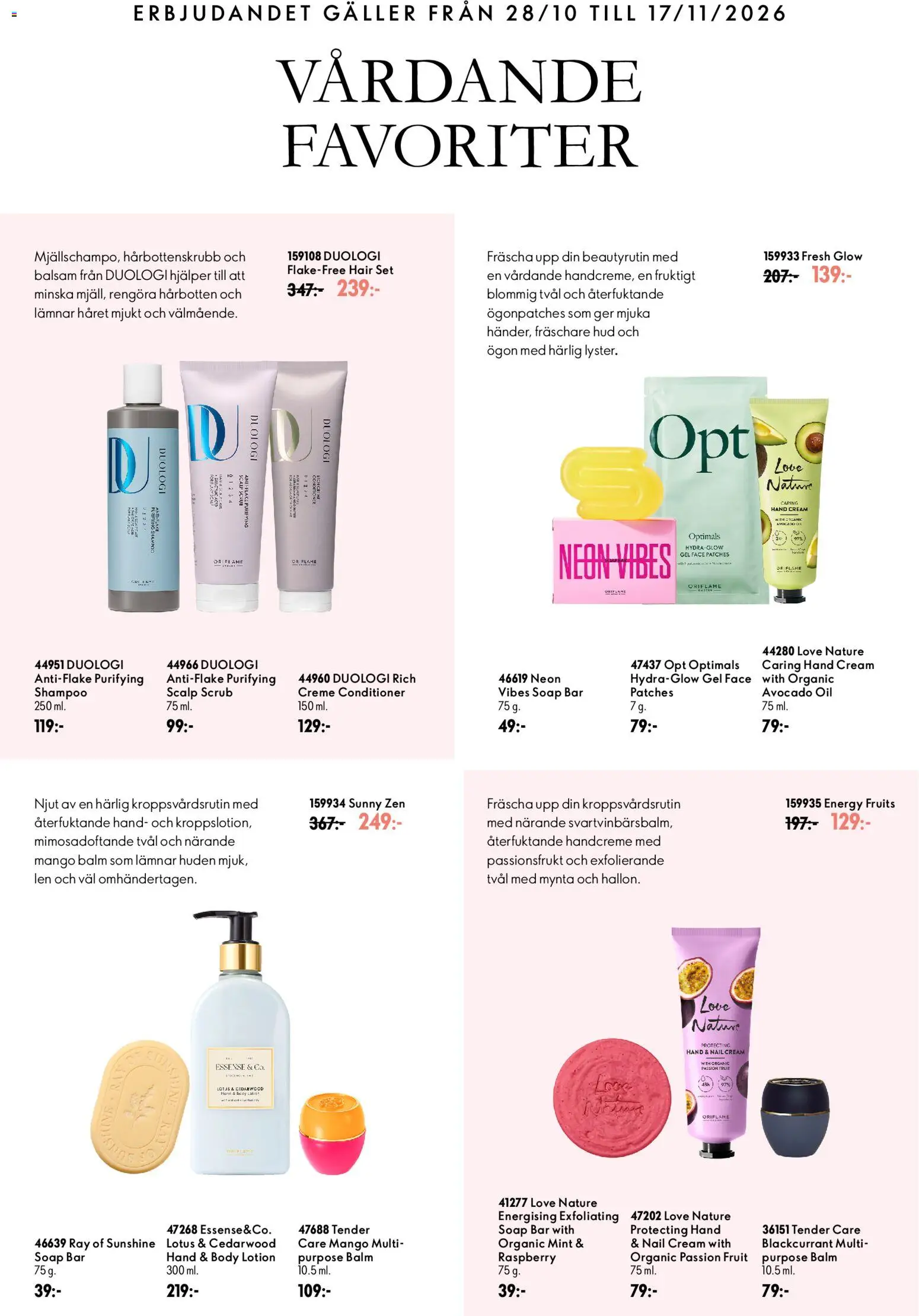Oriflame reklamblad aktuell från 28/10/2026 | Sida: 8 | Produkter: Balsam, Body lotion, Tvål, Set