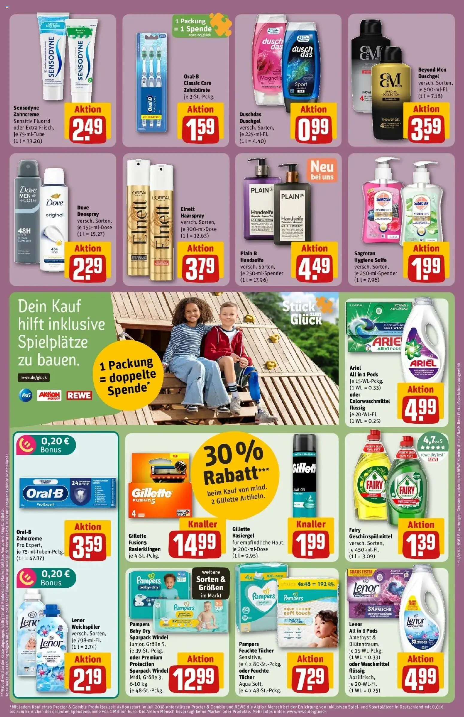 REWE Prospekt ab 03.08.2026 zum Blättern » Angebote | Seite: 25 | Produkte: Spiel, Lenor, Duschdas, Deospray