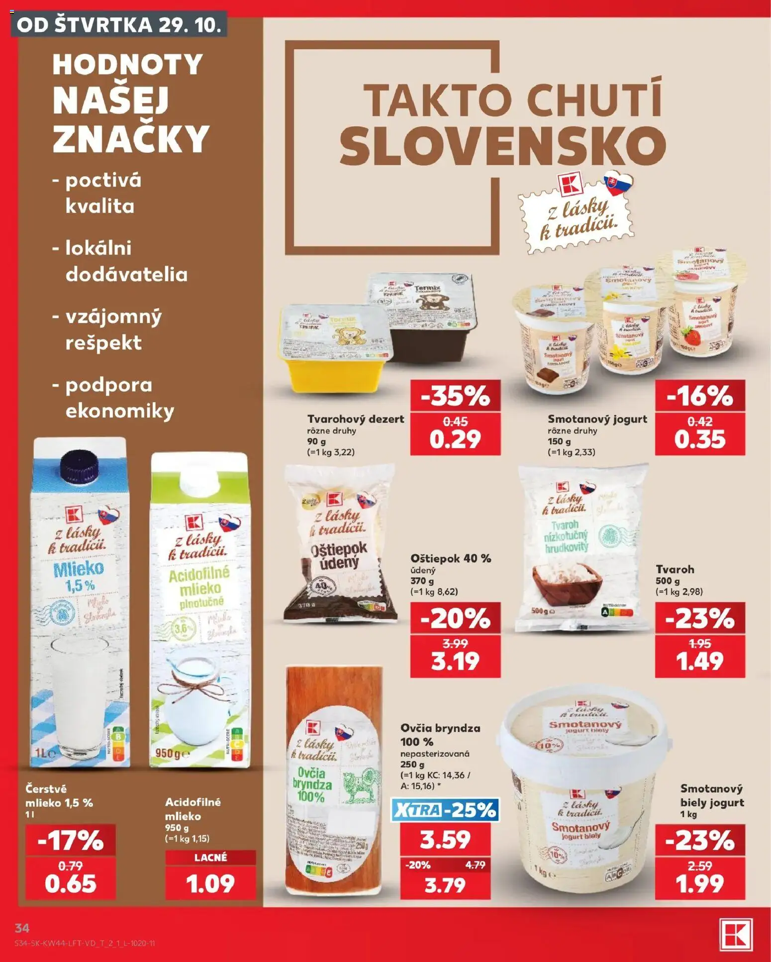 Nové Kaufland akcie – leták je platný od 29.10.2026 | Strana: 34 | Produkty: Jogurt, Biely jogurt, Smotanový jogurt, Dezert