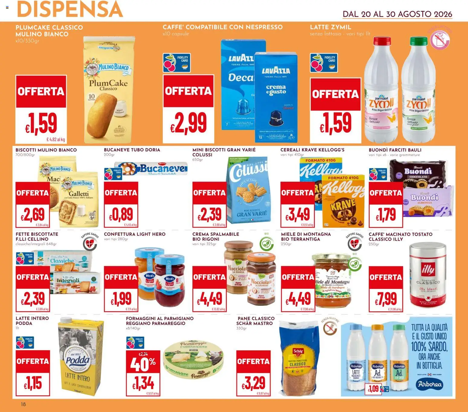 Volantino Pan del 20/08/2026 | Pagina: 18 | Prodotti: Crema, Pane, Miele, Latte intero