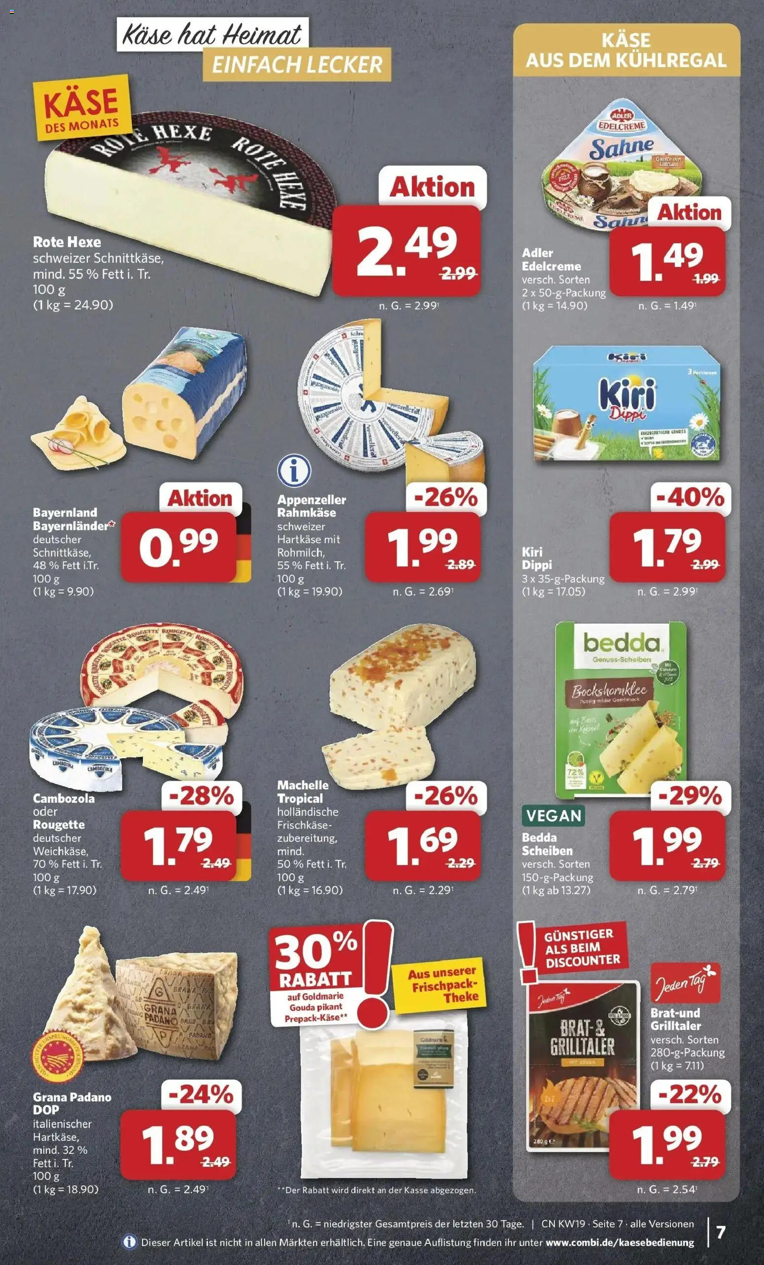 Combi Unsere Wochenangebote – gültig ab 04.05.2026 | Seite: 7 | Produkte: Käse, Theke, Rouge, Frischkase