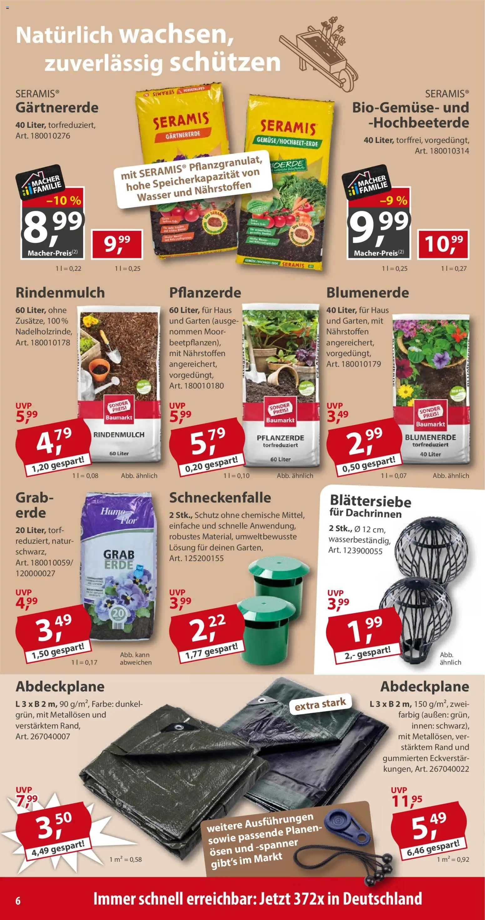 Sonderpreis Baumarkt Prospekt – gültig ab 12.09.2026 | Seite: 6 | Produkte: Rindenmulch, Pflanzerde, Torf, Wasser